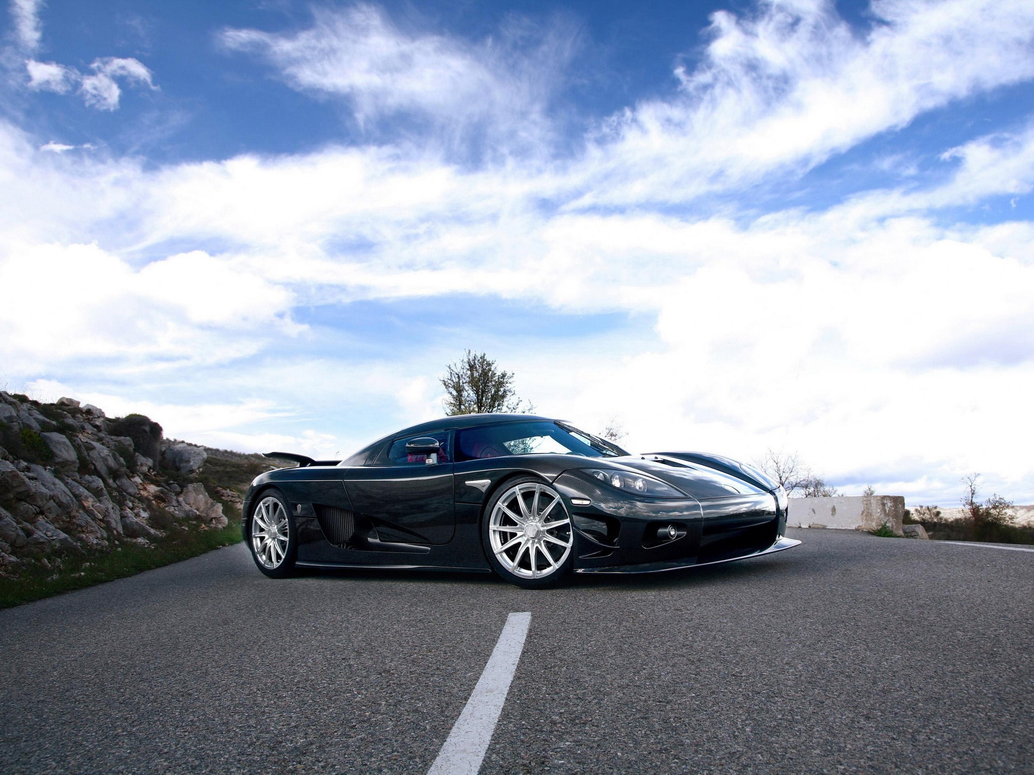Black Koenigsegg on a Road HD Wallpaper