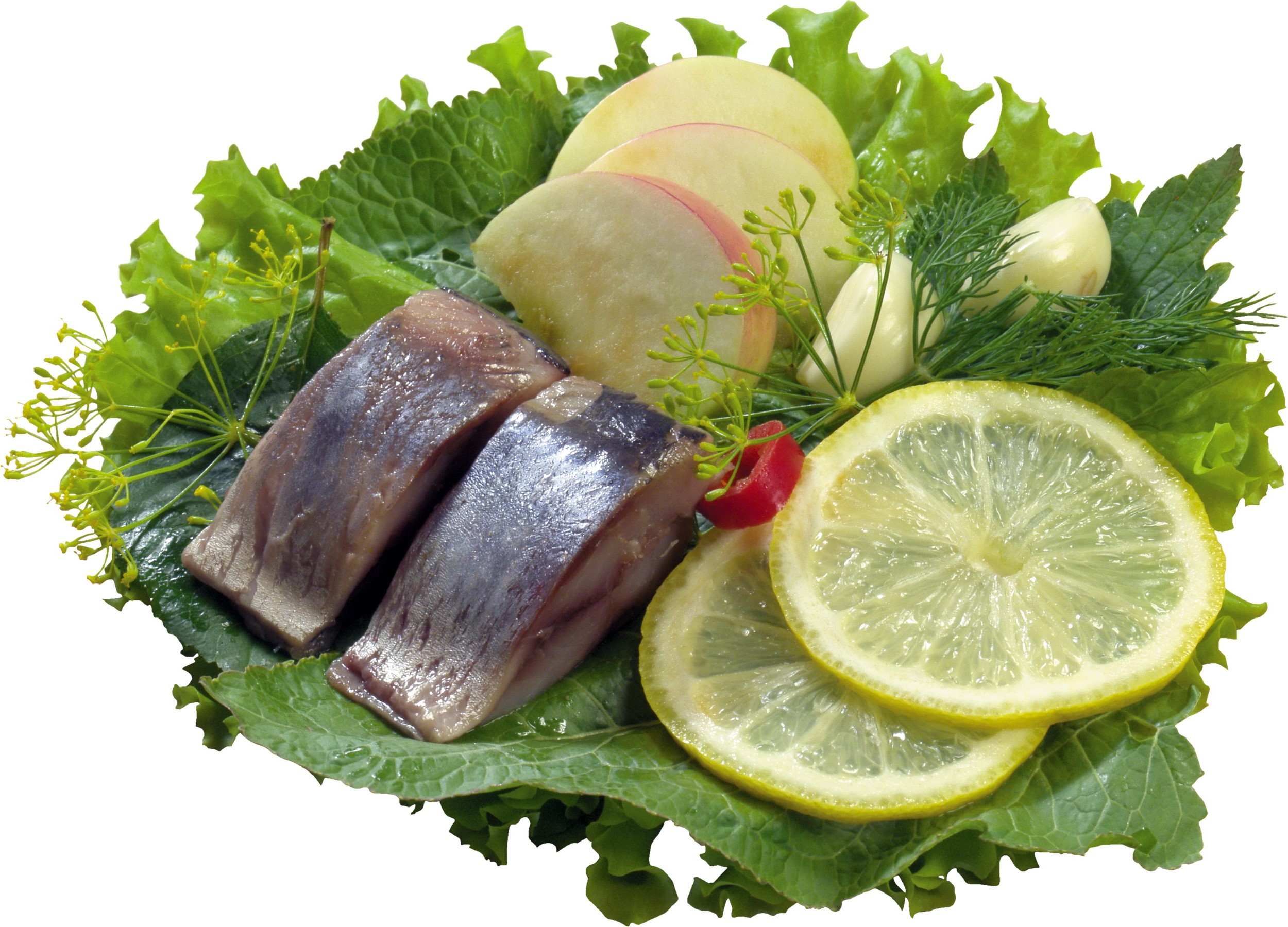 Herring with apples, lemon, and dill HD Wallpaper