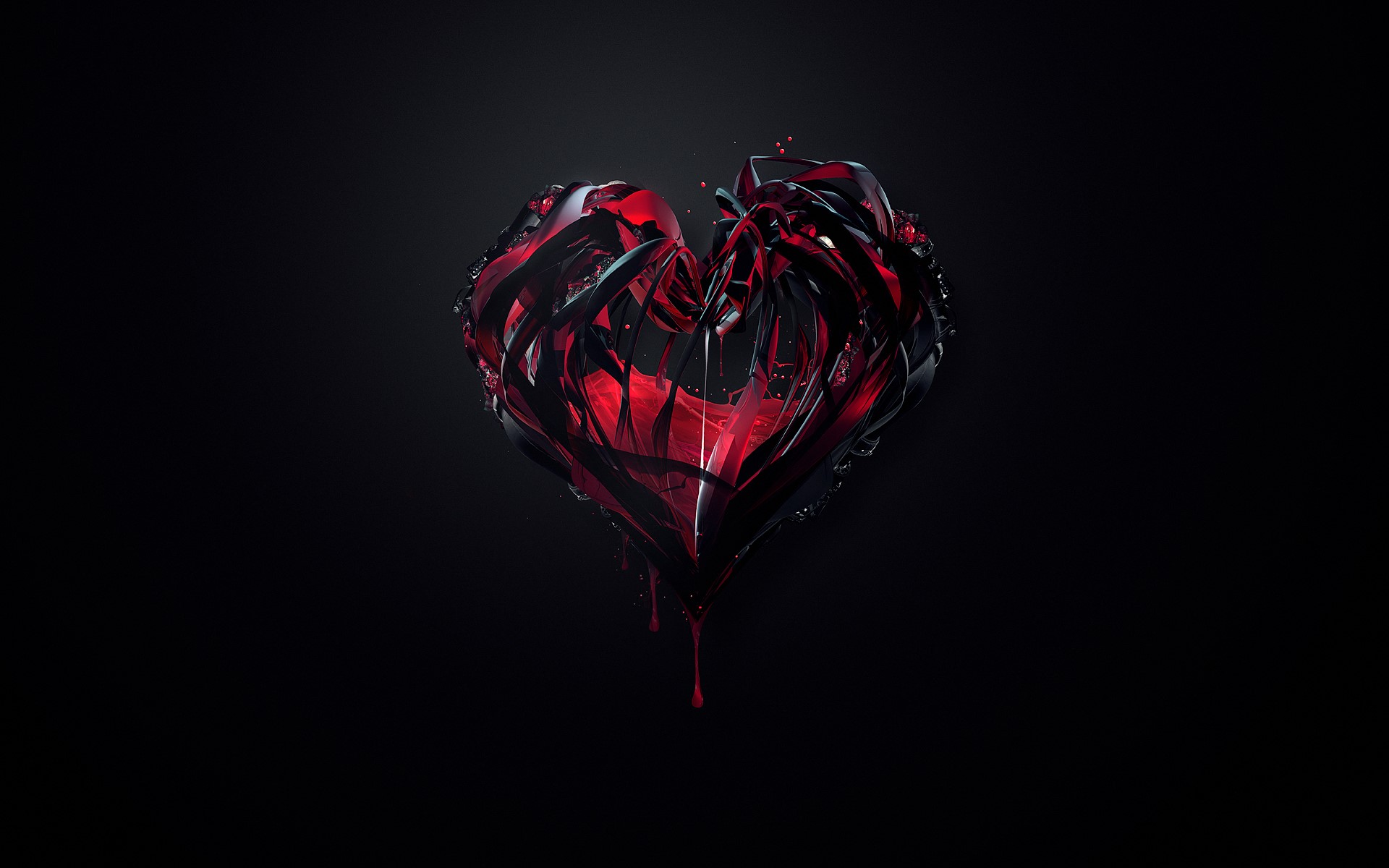 Abstract Red and Black Heart HD Wallpaper