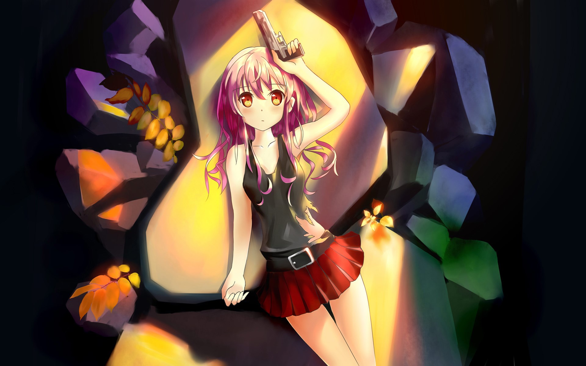 Inori Yuzuriha from Guilty Crown holding a gun HD Wallpaper