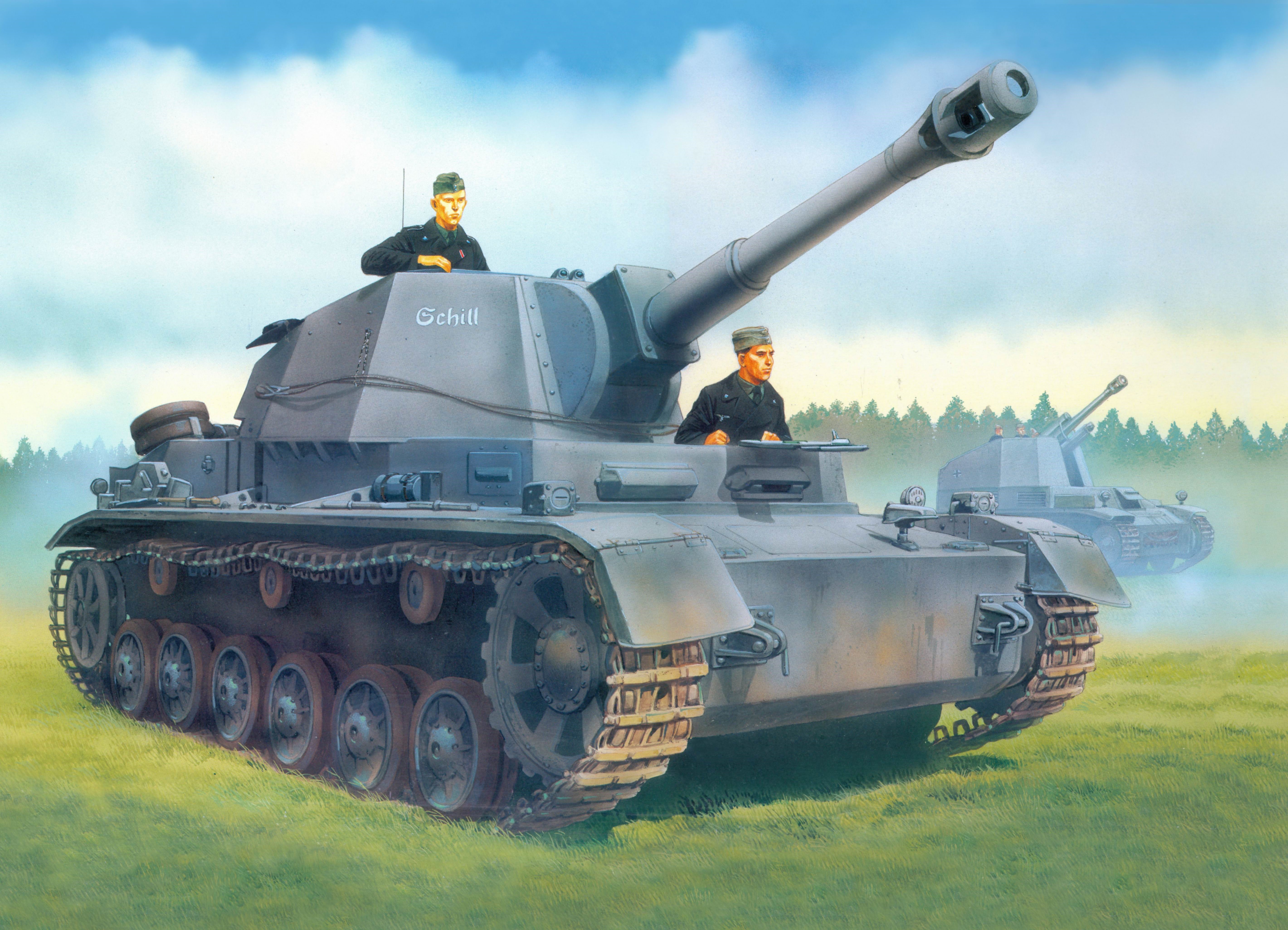 Painting of Pz.Sfl.4b tanks with crew HD Wallpaper