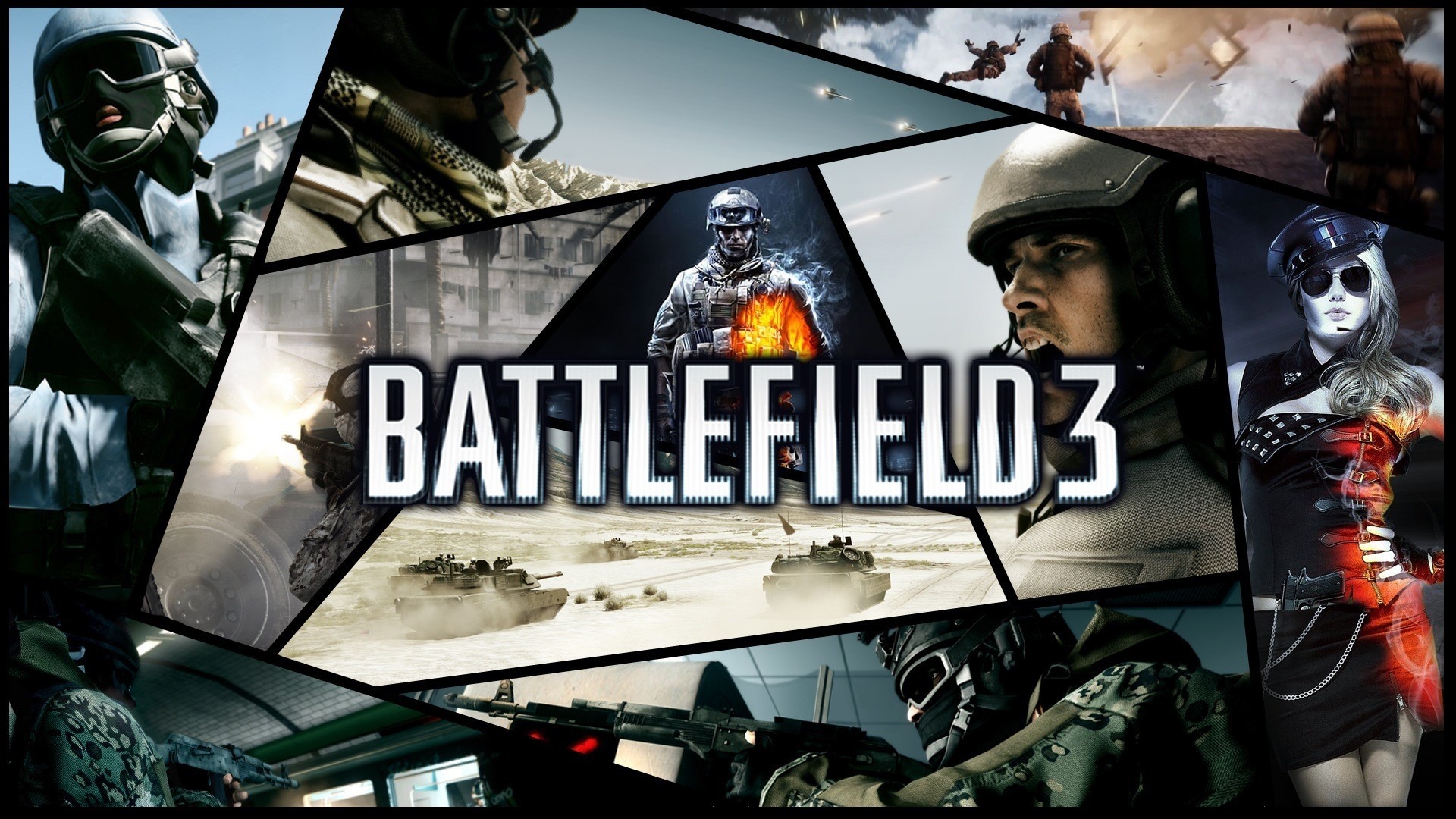Battlefield 3 collage with soldiers and tanks HD Wallpaper