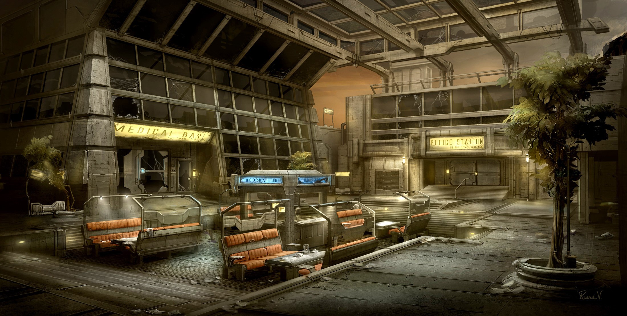 Abandoned Medical Bay and Police Station HD Wallpaper