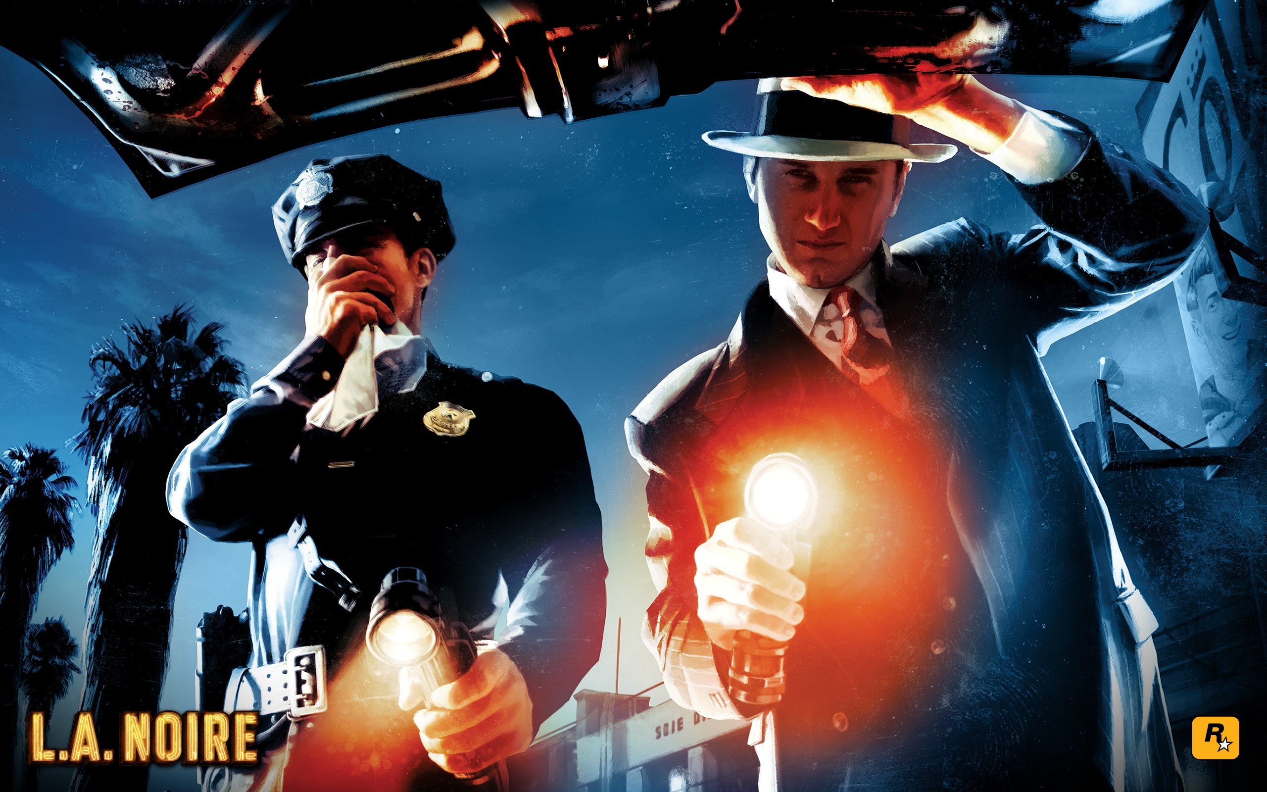 L.A. Noire police officers with flashlights HD Wallpaper