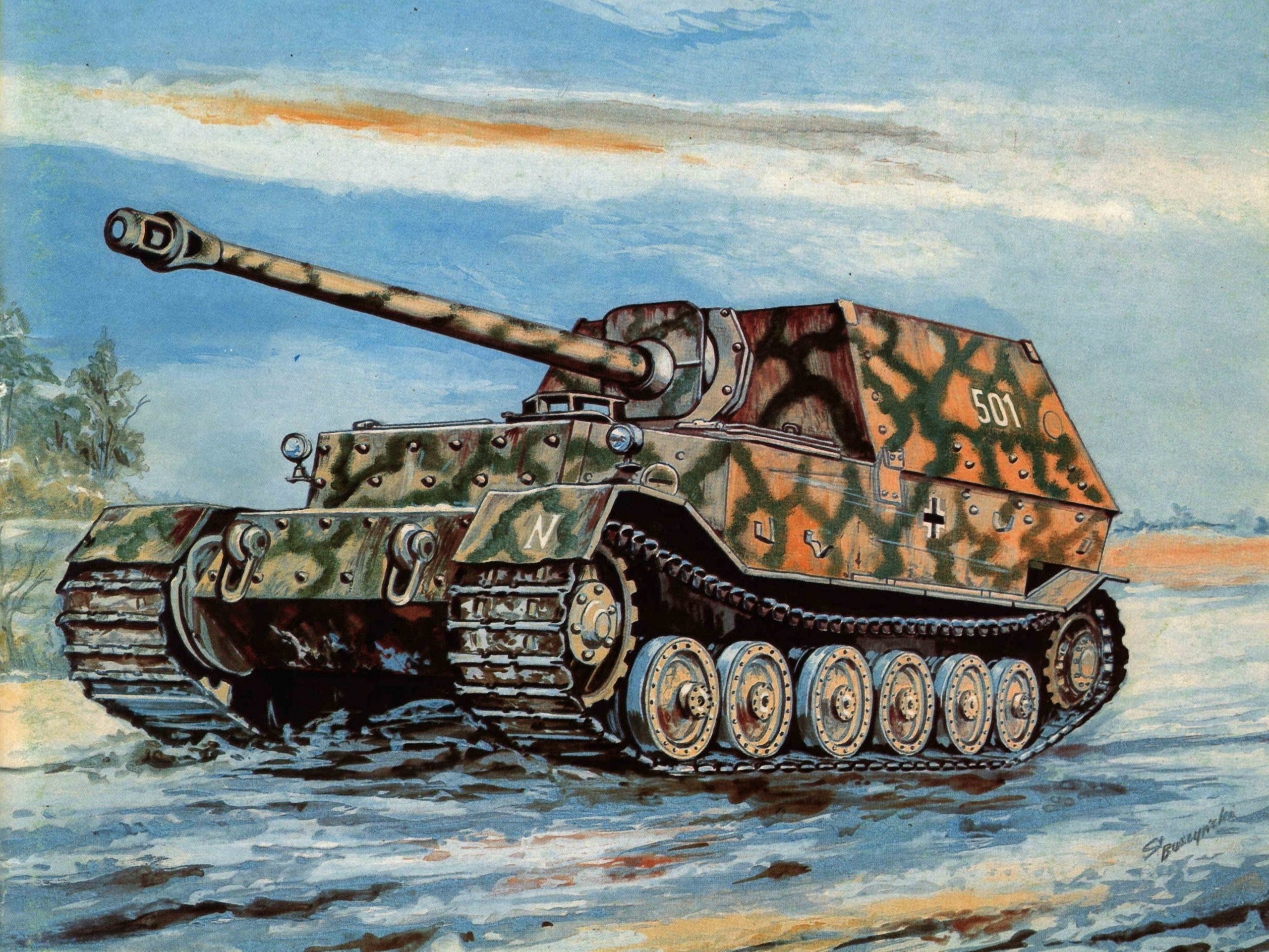 Ferdinand SPG Painting HD Wallpaper