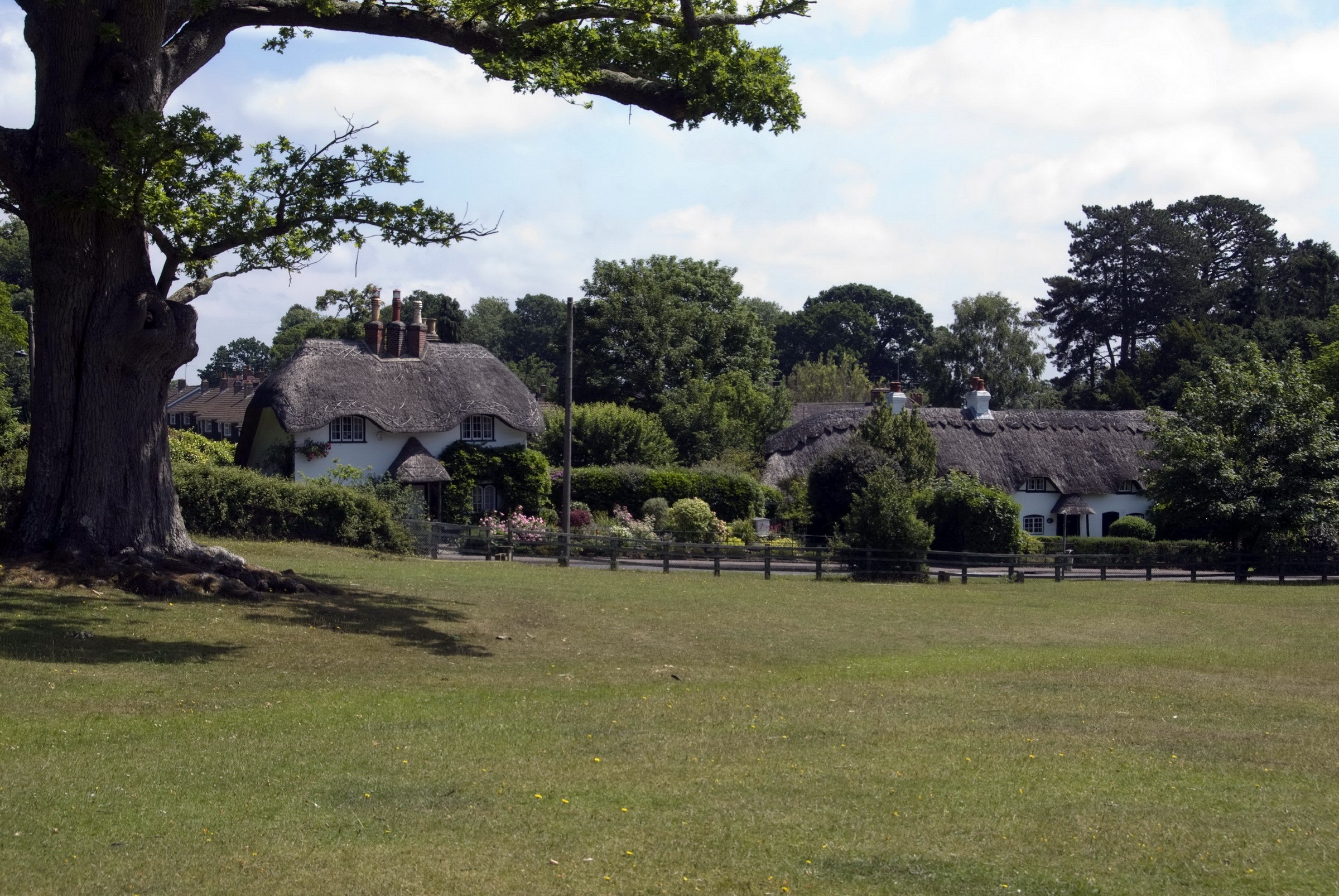 Thatched cottages in the United Kingdom countryside HD Wallpaper