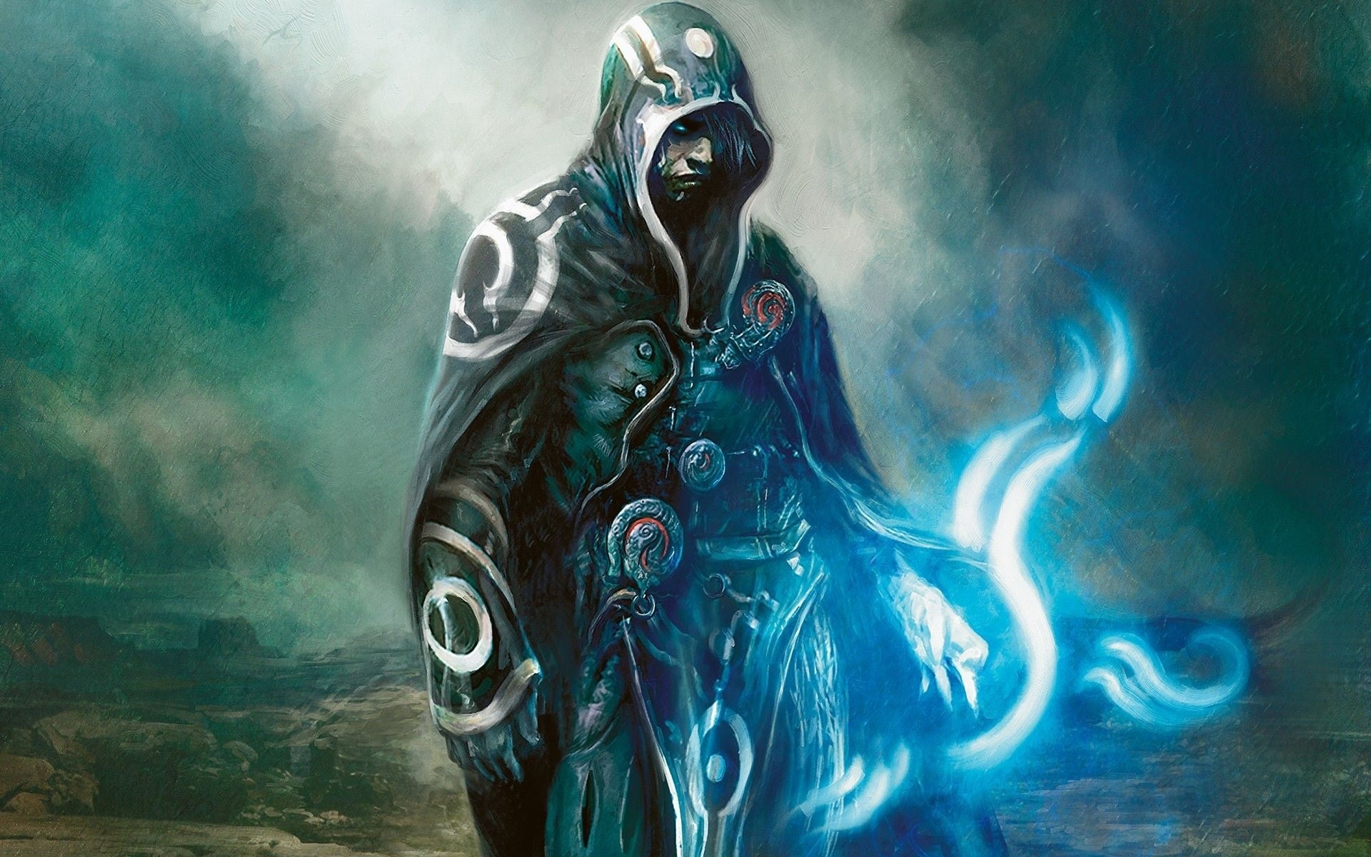 Wizard casting blue magic from Magic: The Gathering HD Wallpaper