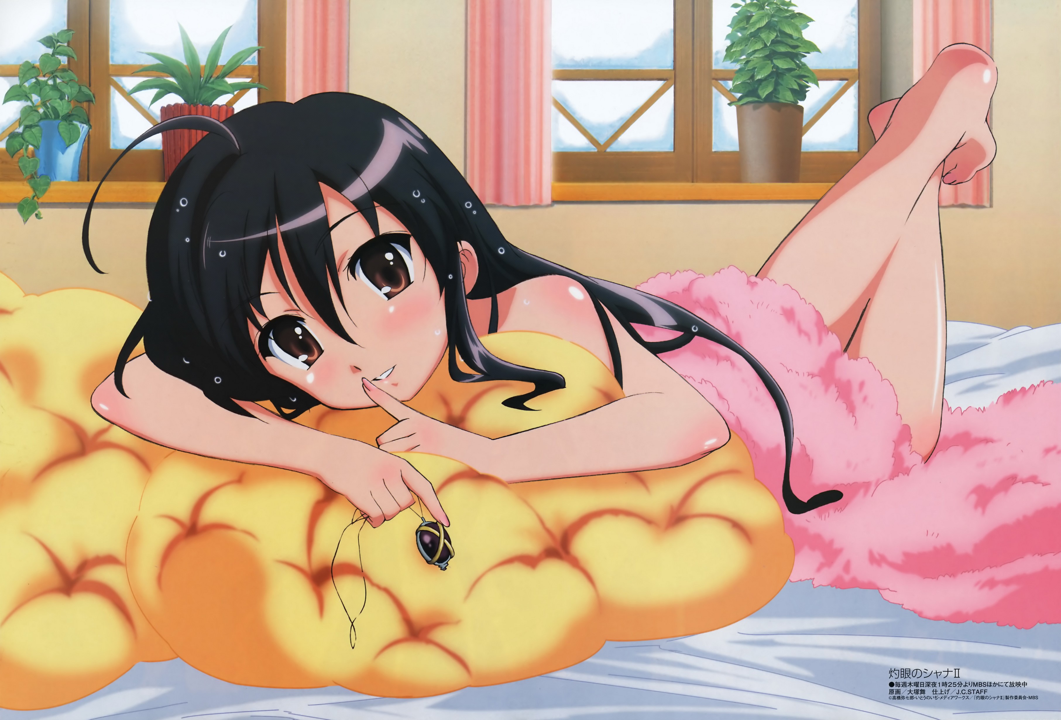 Shana from Shakugan no Shana lying on a bed HD Wallpaper