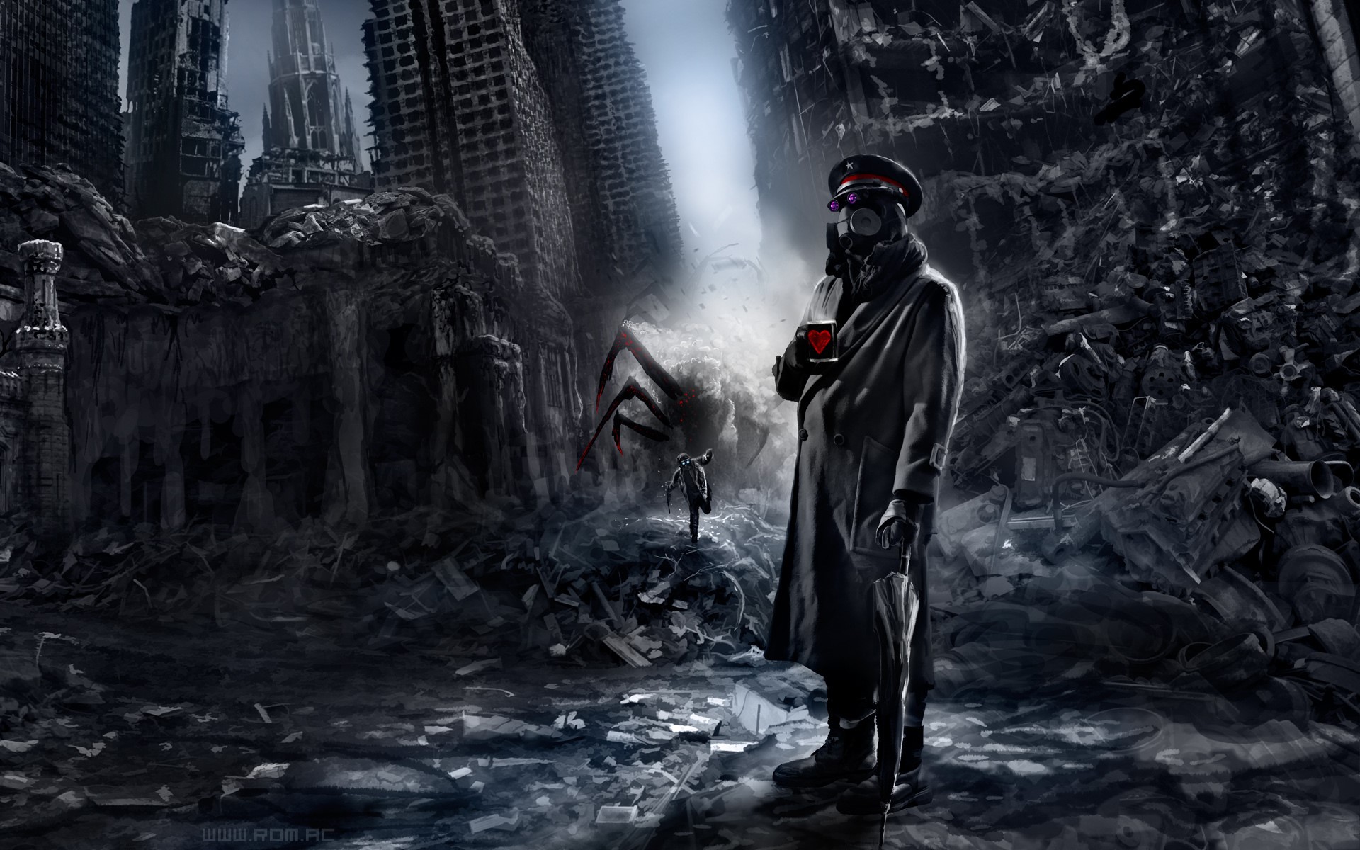 Romantically Apocalyptic character in ruined city HD Wallpaper