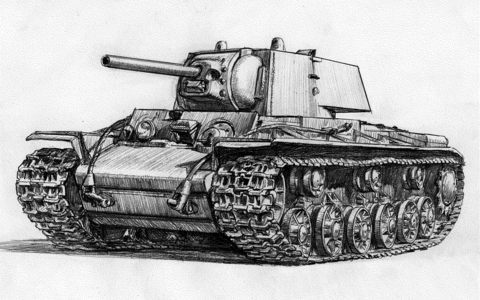 Pencil sketch of a heavy tank HD Wallpaper