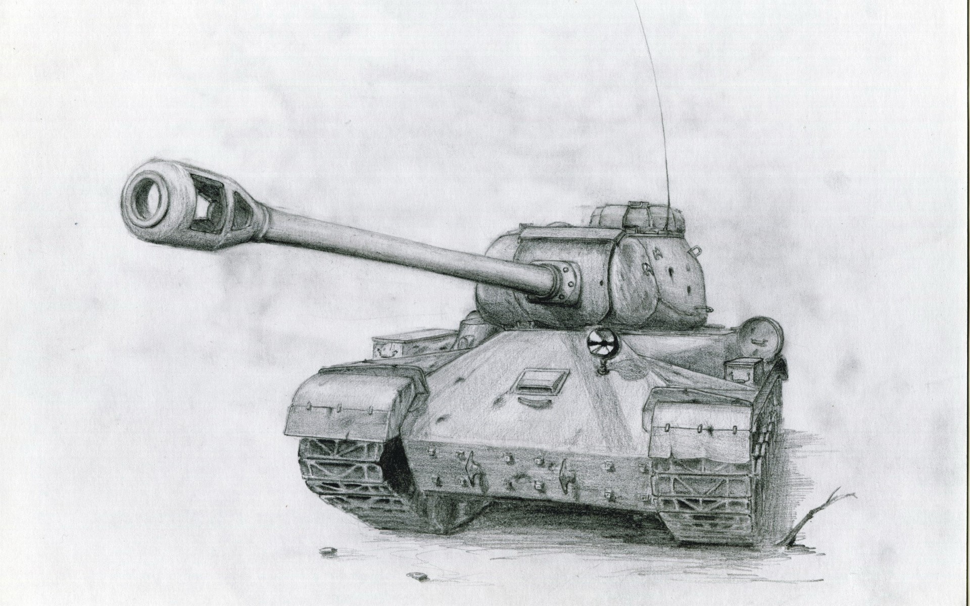 Pencil drawing of a tank HD Wallpaper
