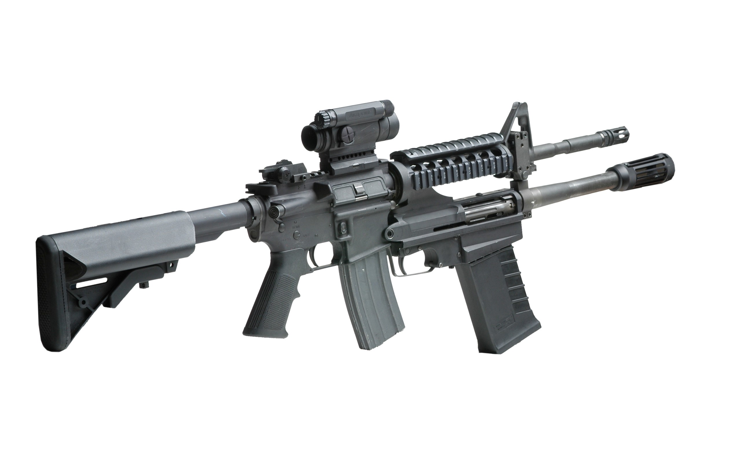Assault rifle with scope and dual barrels HD Wallpaper