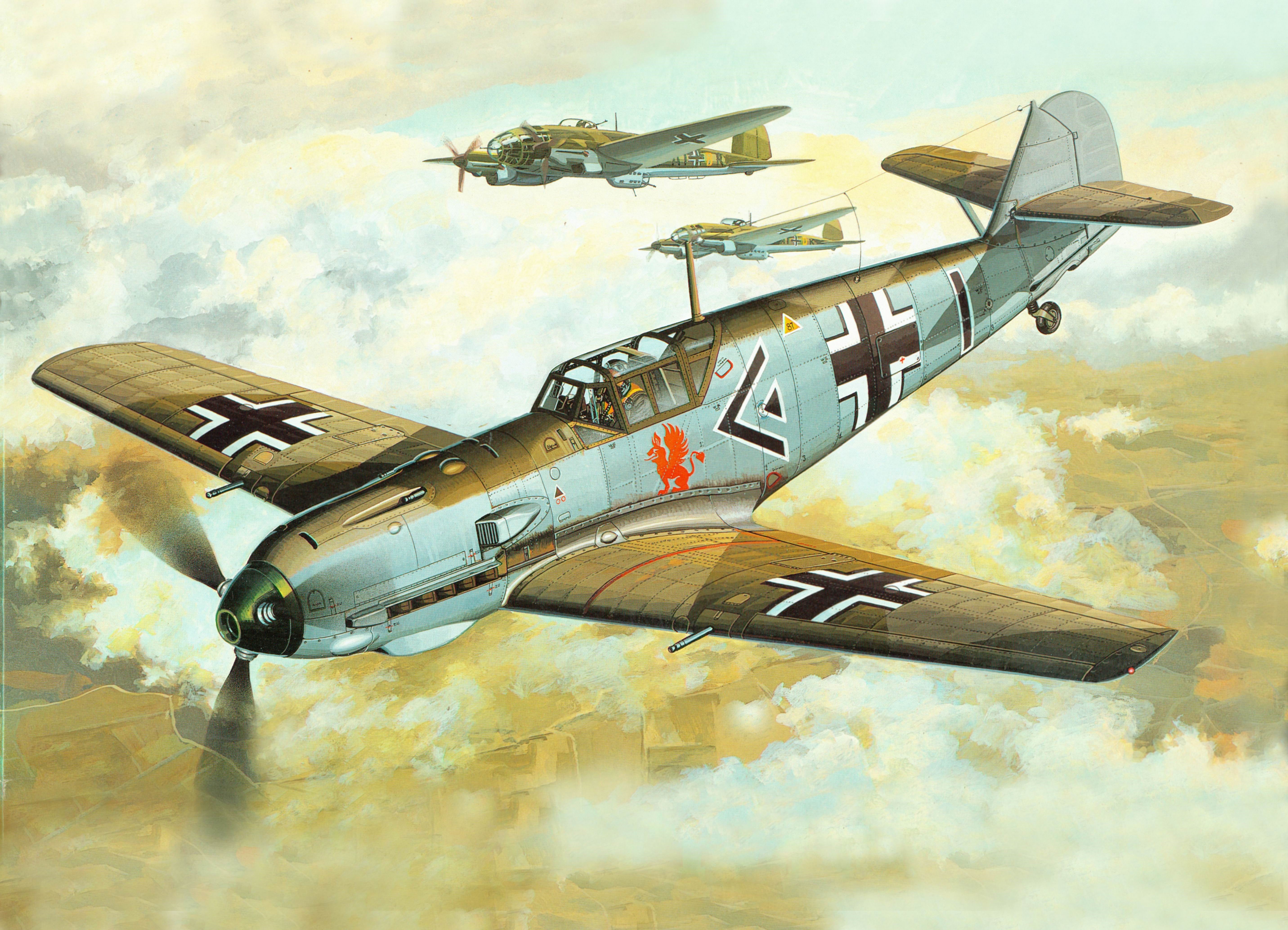 Bf 109E3 Airplane Painting Art HD Wallpaper