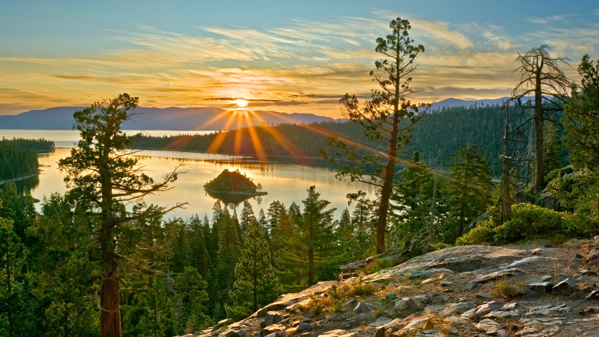 Sunset over Emerald Bay, Lake Tahoe HD Wallpaper