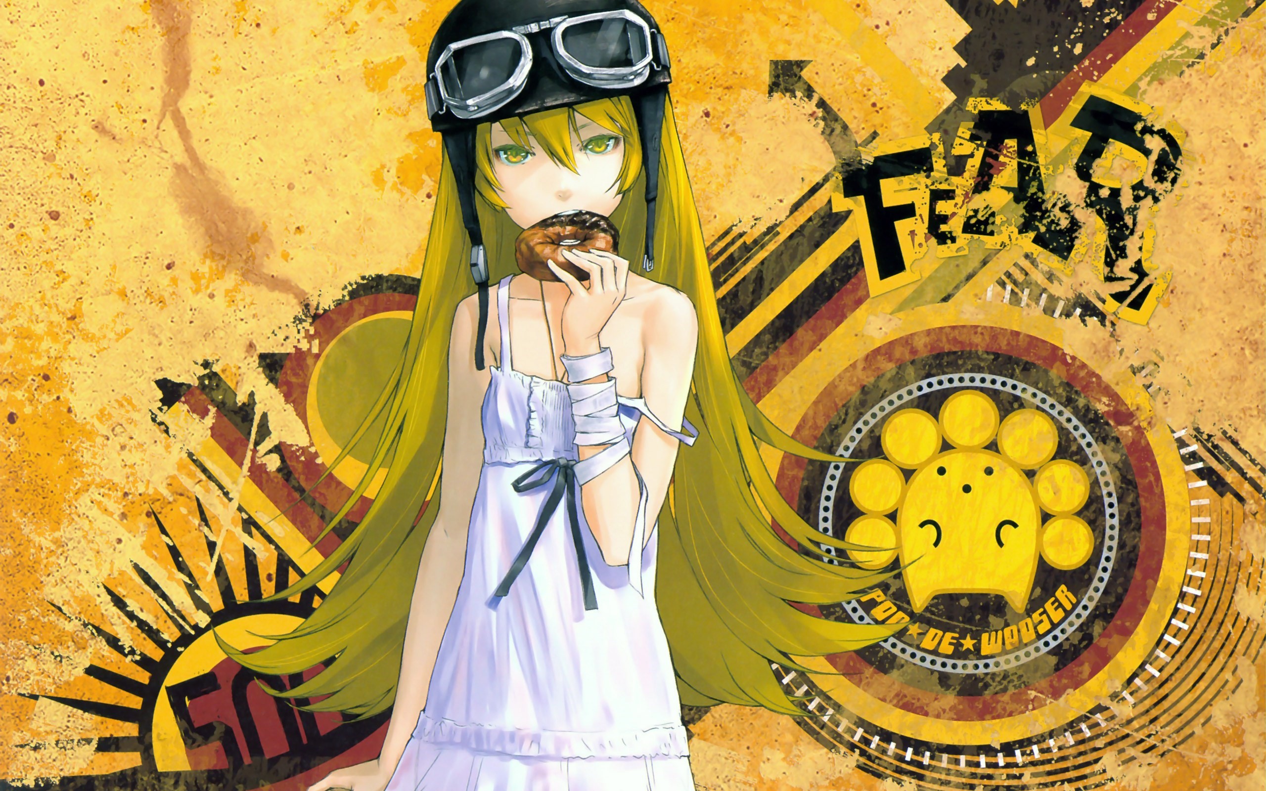 Shinobu Oshino from Bakemonogatari eating a donut HD Wallpaper