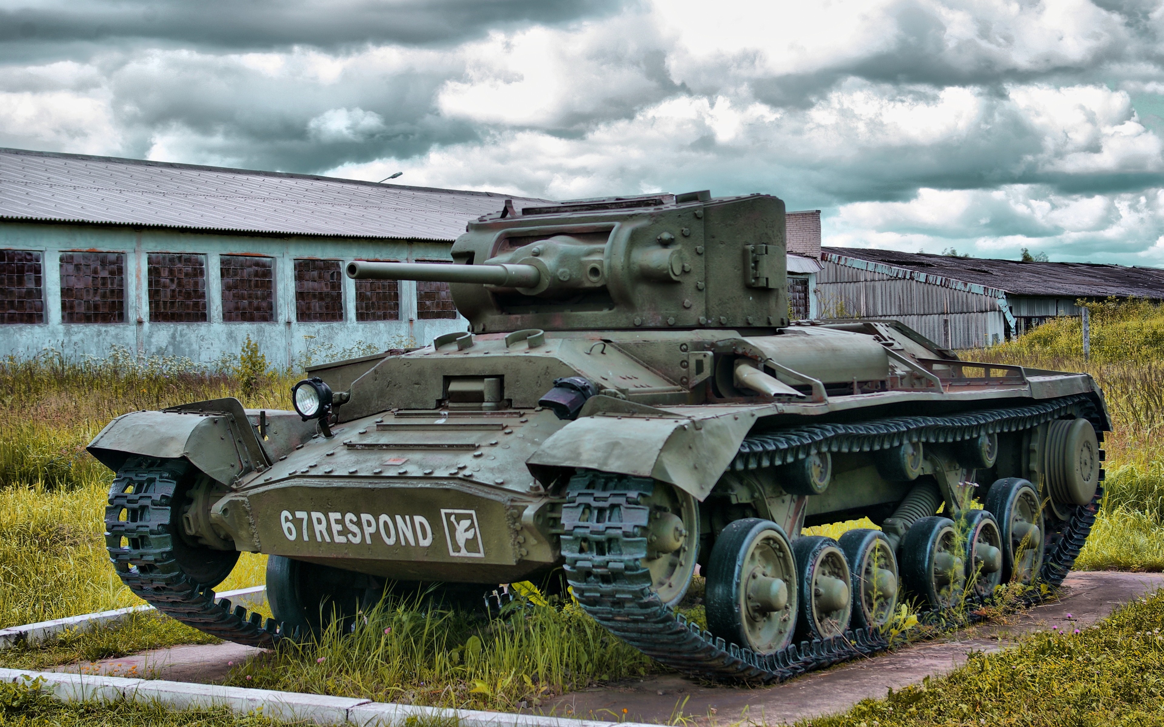 Green Tank with "67RESPOND" Marking HD Wallpaper