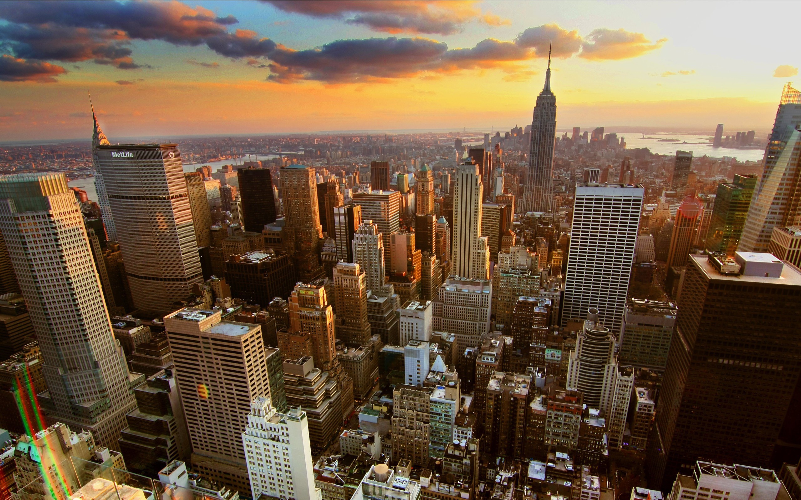 New York City Skyline at Sunset HD Wallpaper