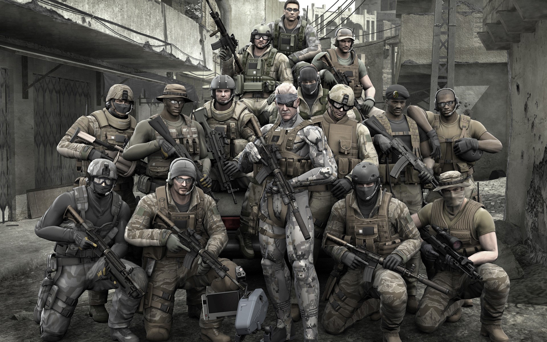 Solid Snake and military squad in Metal Gear HD Wallpaper