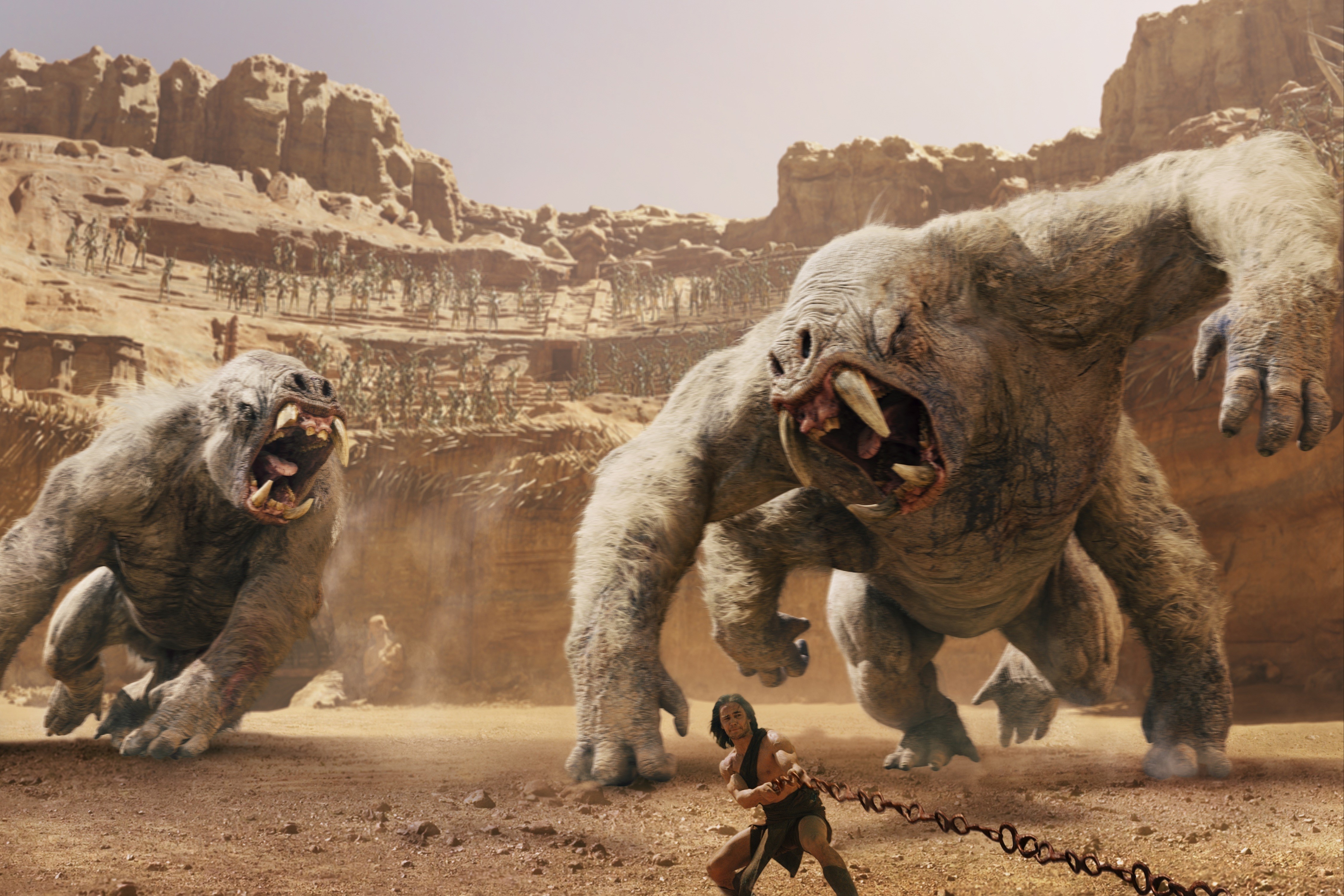 John Carter fighting monsters HD Wallpaper