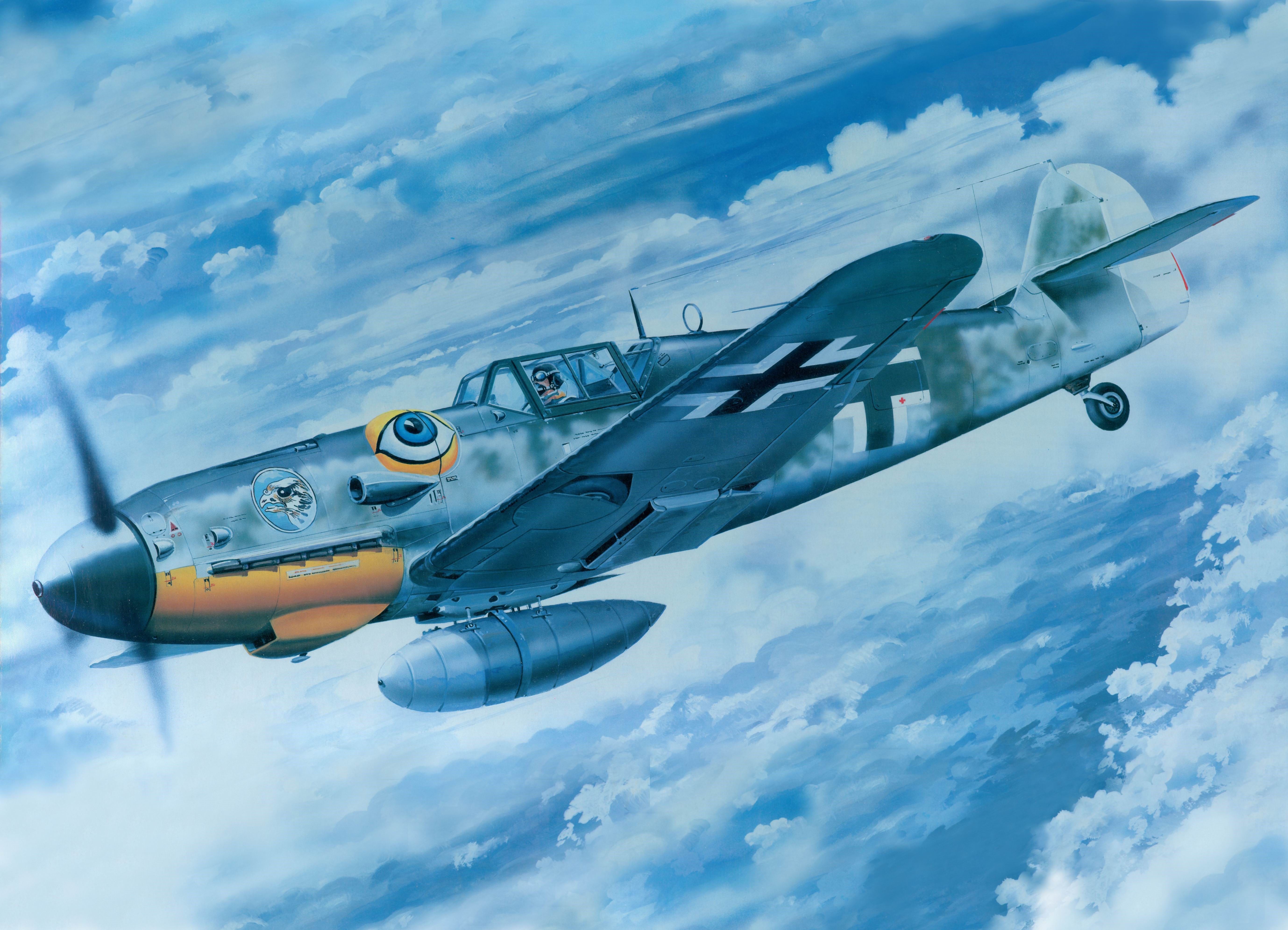 Bf 109G6 Airplane Painting Art HD Wallpaper