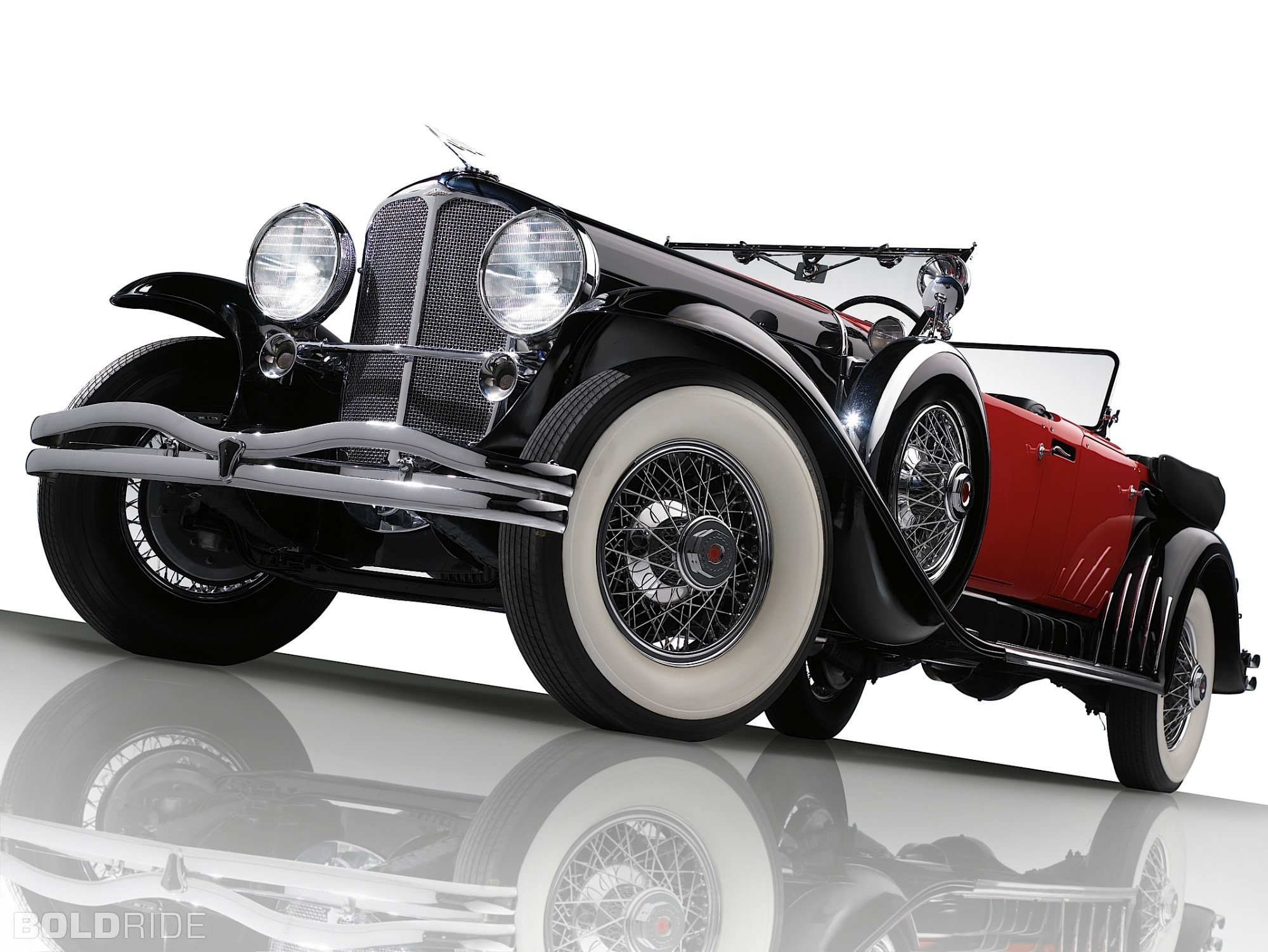 Black and red Duesenberg convertible classic car HD Wallpaper