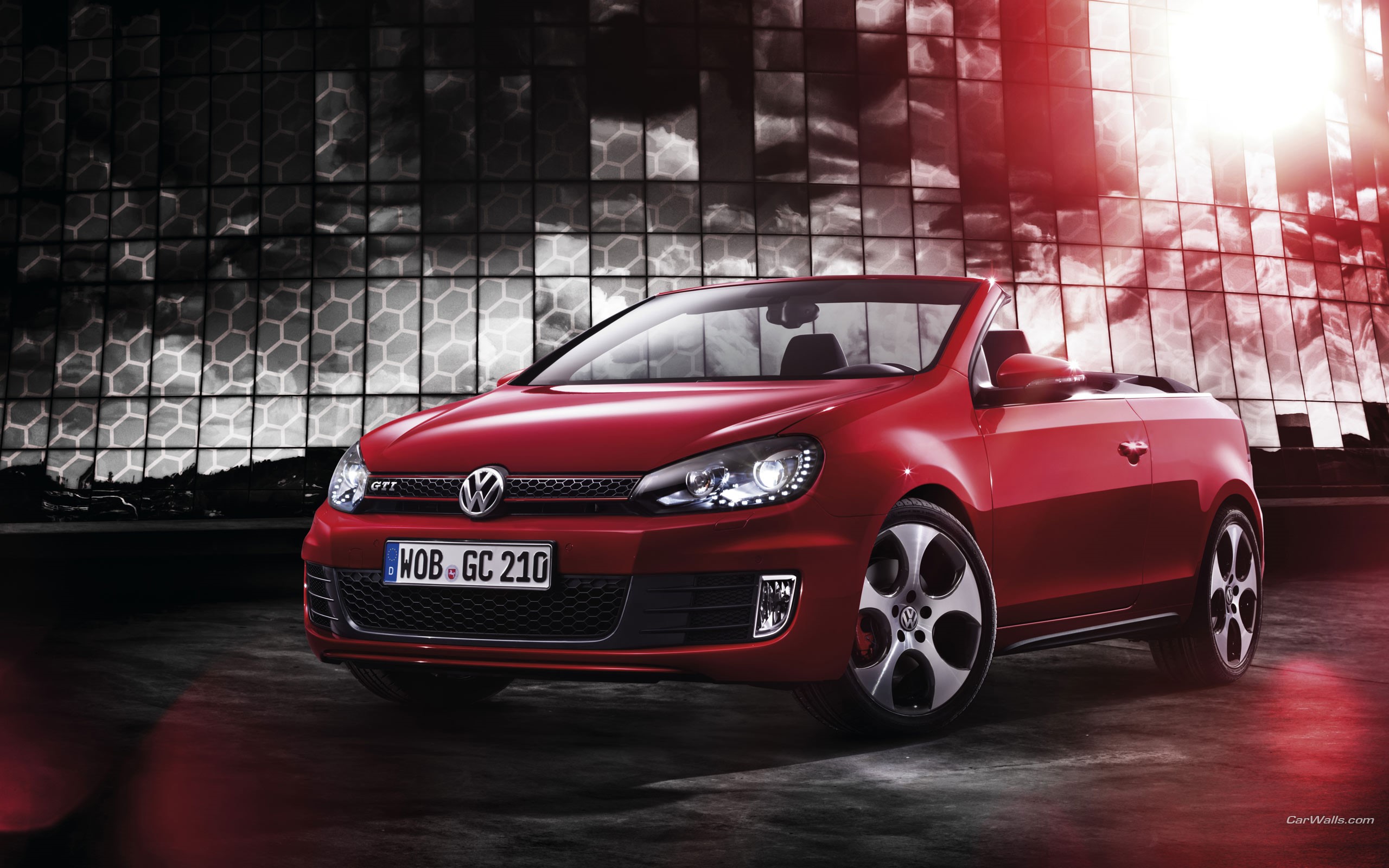 Red Volkswagen Golf GTI Convertible HD Wallpaper