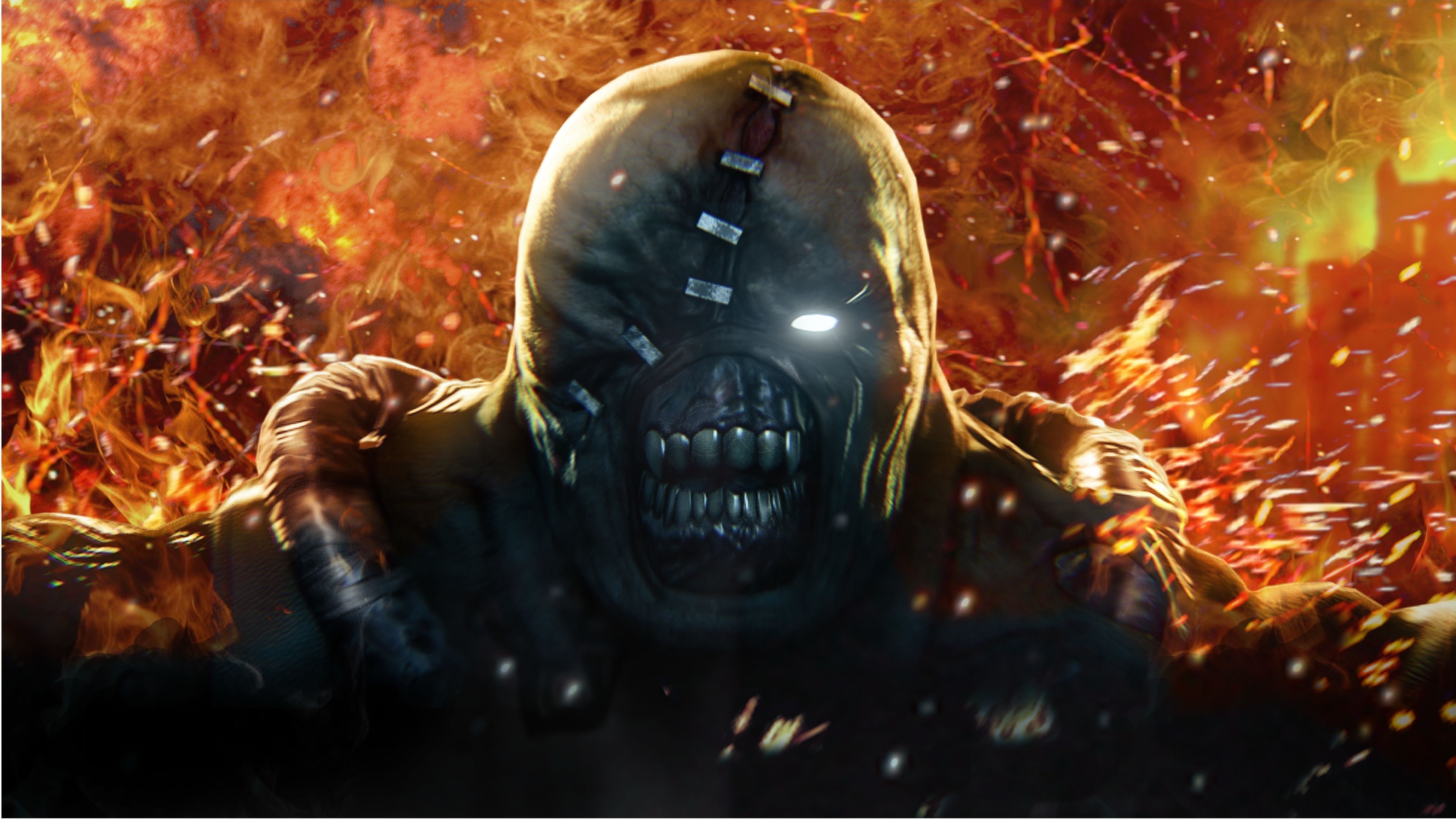 Nemesis from Resident Evil in flames HD Wallpaper