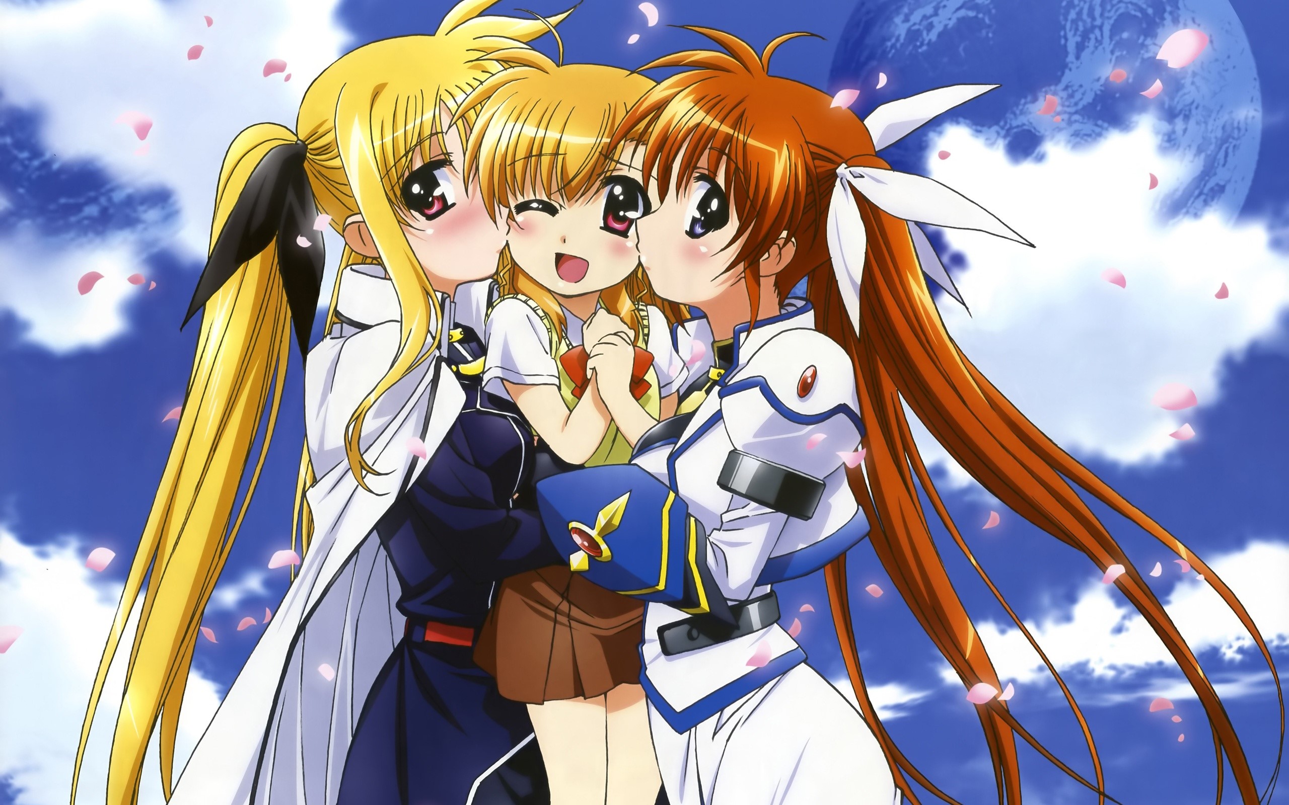 Three girls from Mahou Shoujo Lyrical Nanoha HD Wallpaper