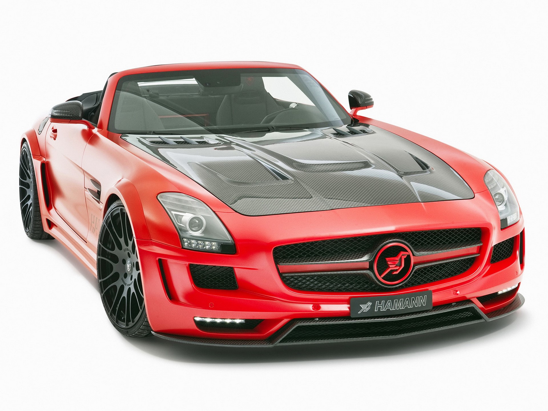 Red Mercedes-Benz Hamann convertible sports car HD Wallpaper