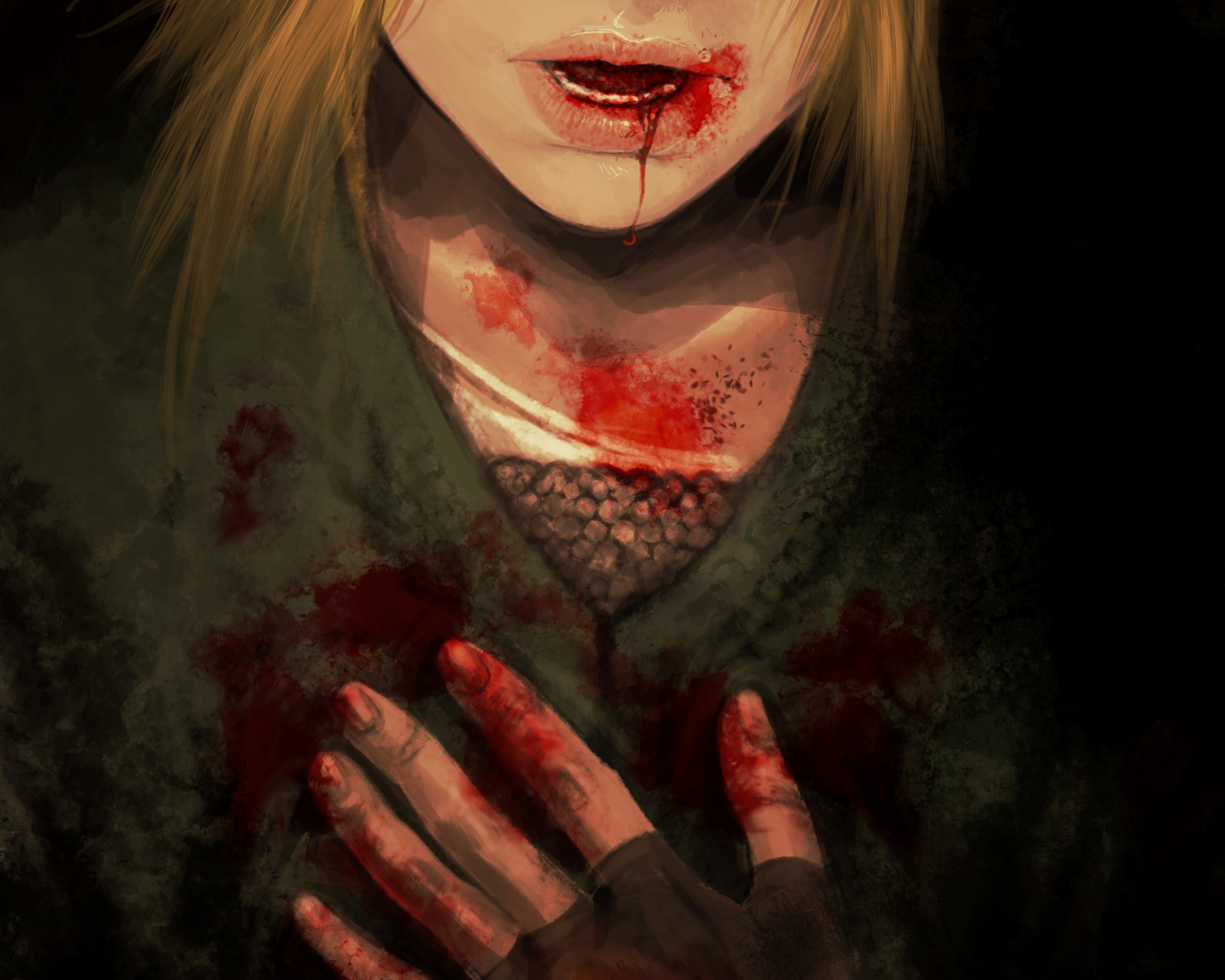 Bloody vampire with blonde hair HD Wallpaper