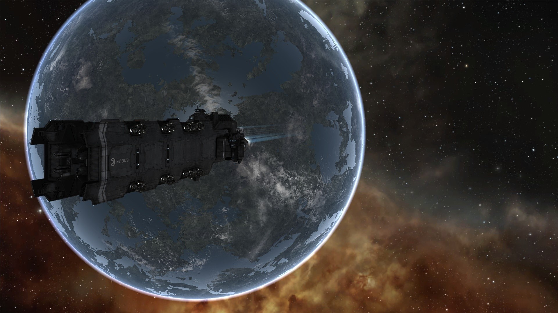 Spaceship approaching a planet HD Wallpaper