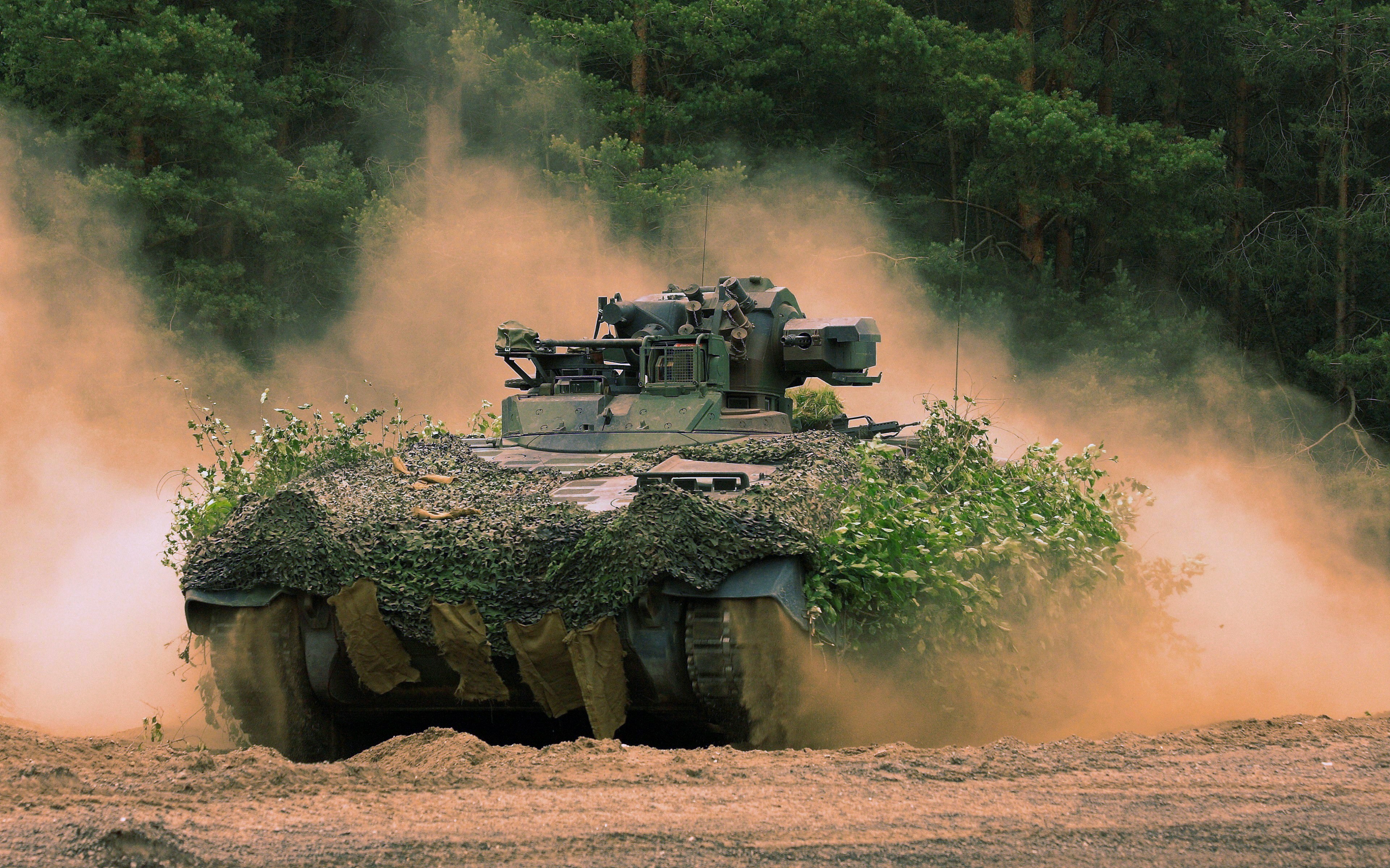 4K military vehicle in dust HD Wallpaper