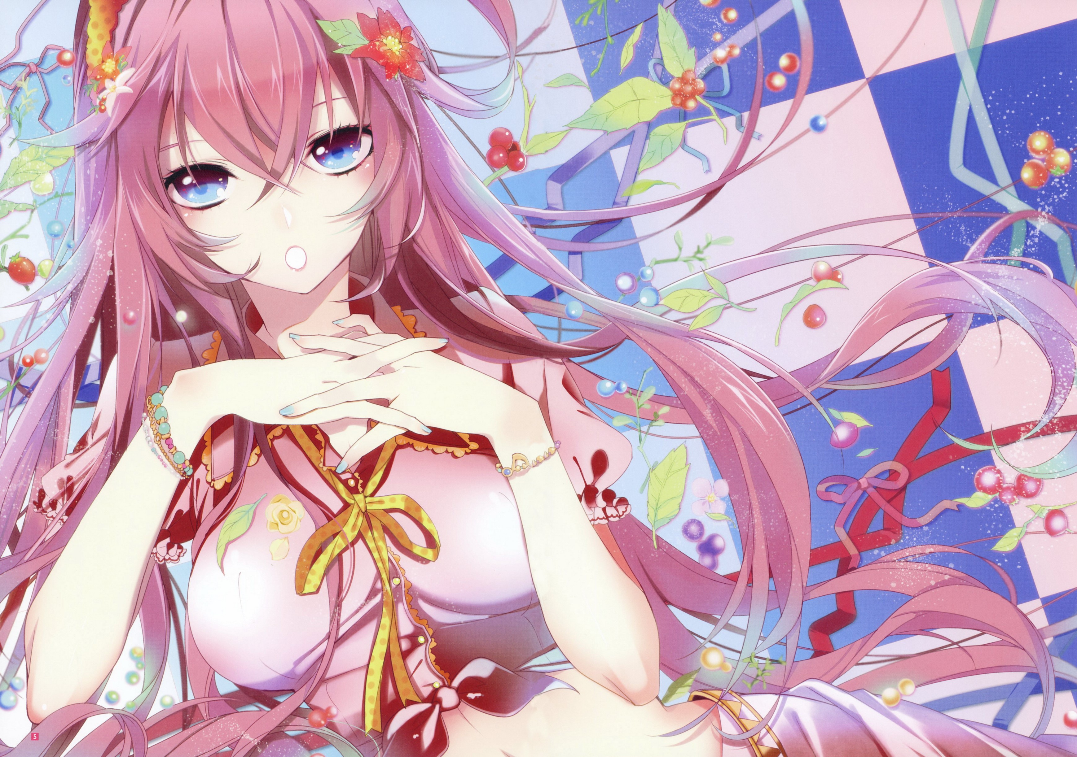 Hatsune Miku from Vocaloid with pink hair and blue eyes HD Wallpaper