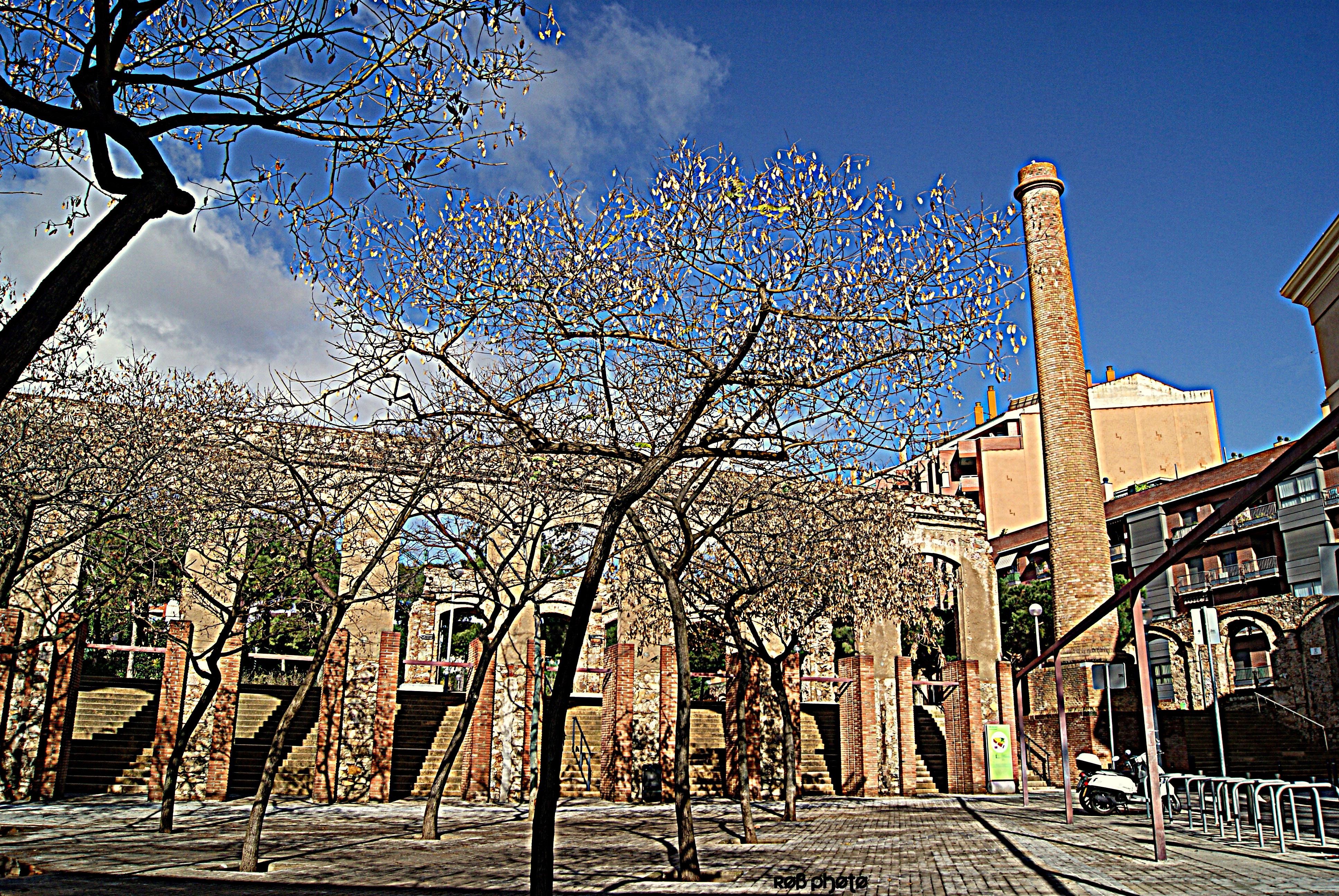 Abandoned factory with chimney in Spain HD Wallpaper