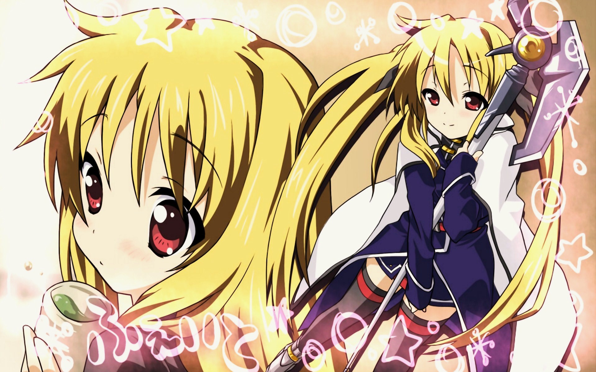 Nanoha Takamachi and Fate Testarossa from Mahou Shoujo Lyrical Nanoha HD Wallpaper
