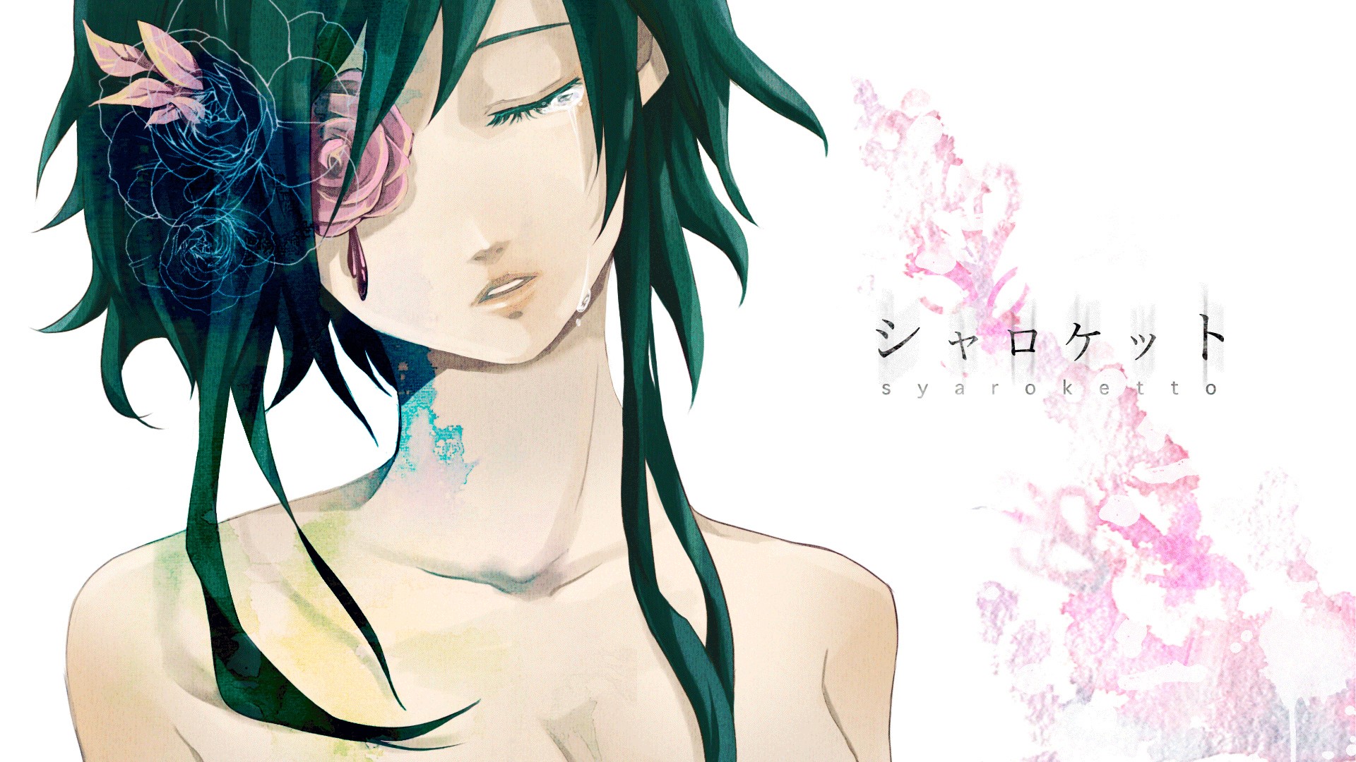 Vocaloid character with flowers and tears HD Wallpaper