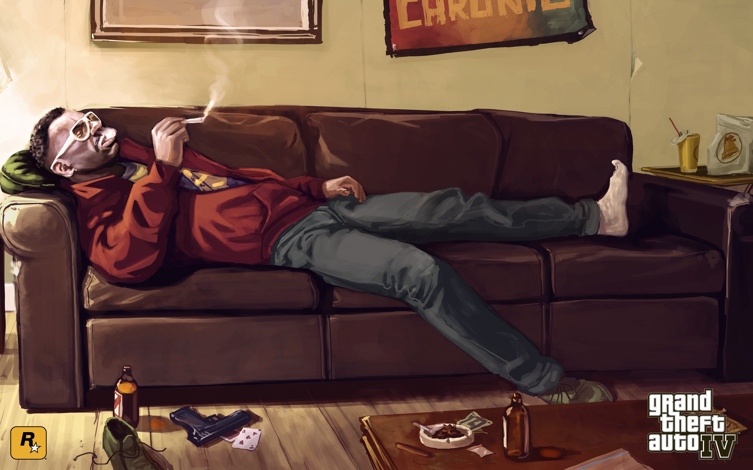 Niko Bellic from Grand Theft Auto IV relaxing HD Wallpaper