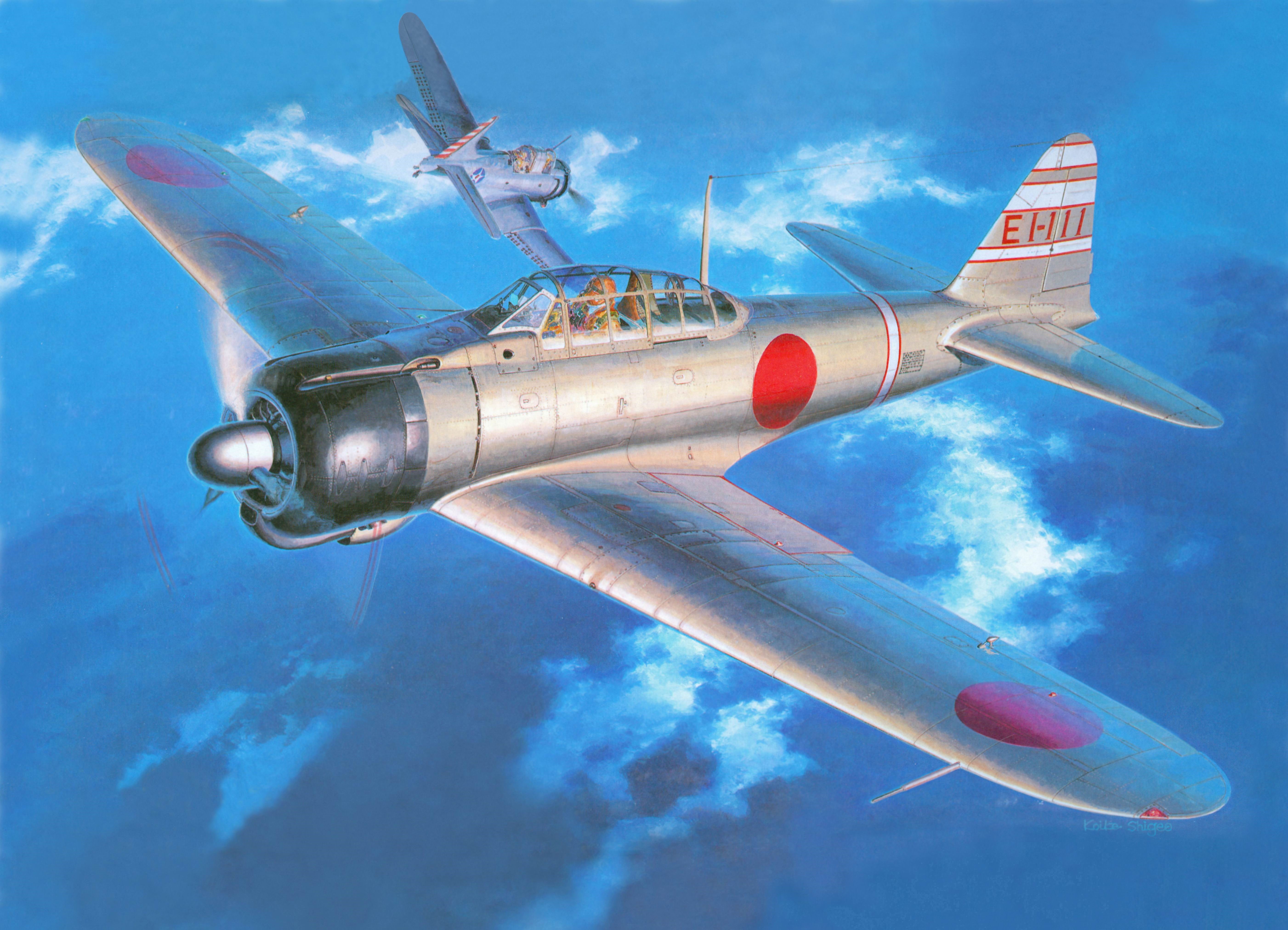 A6M2b Zero Type 21 Airplane Painting Art HD Wallpaper