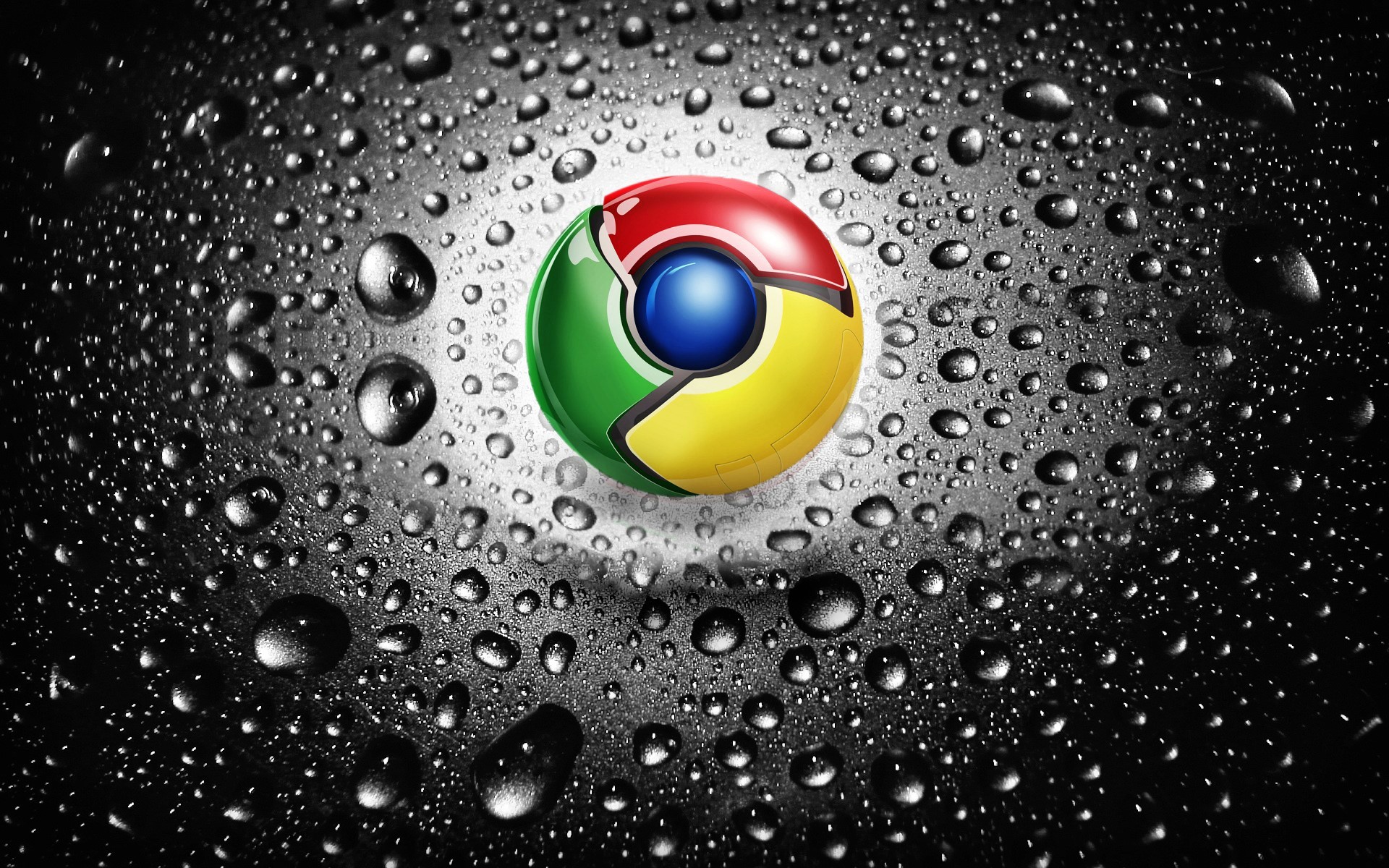 Google Chrome logo on wet surface HD Wallpaper