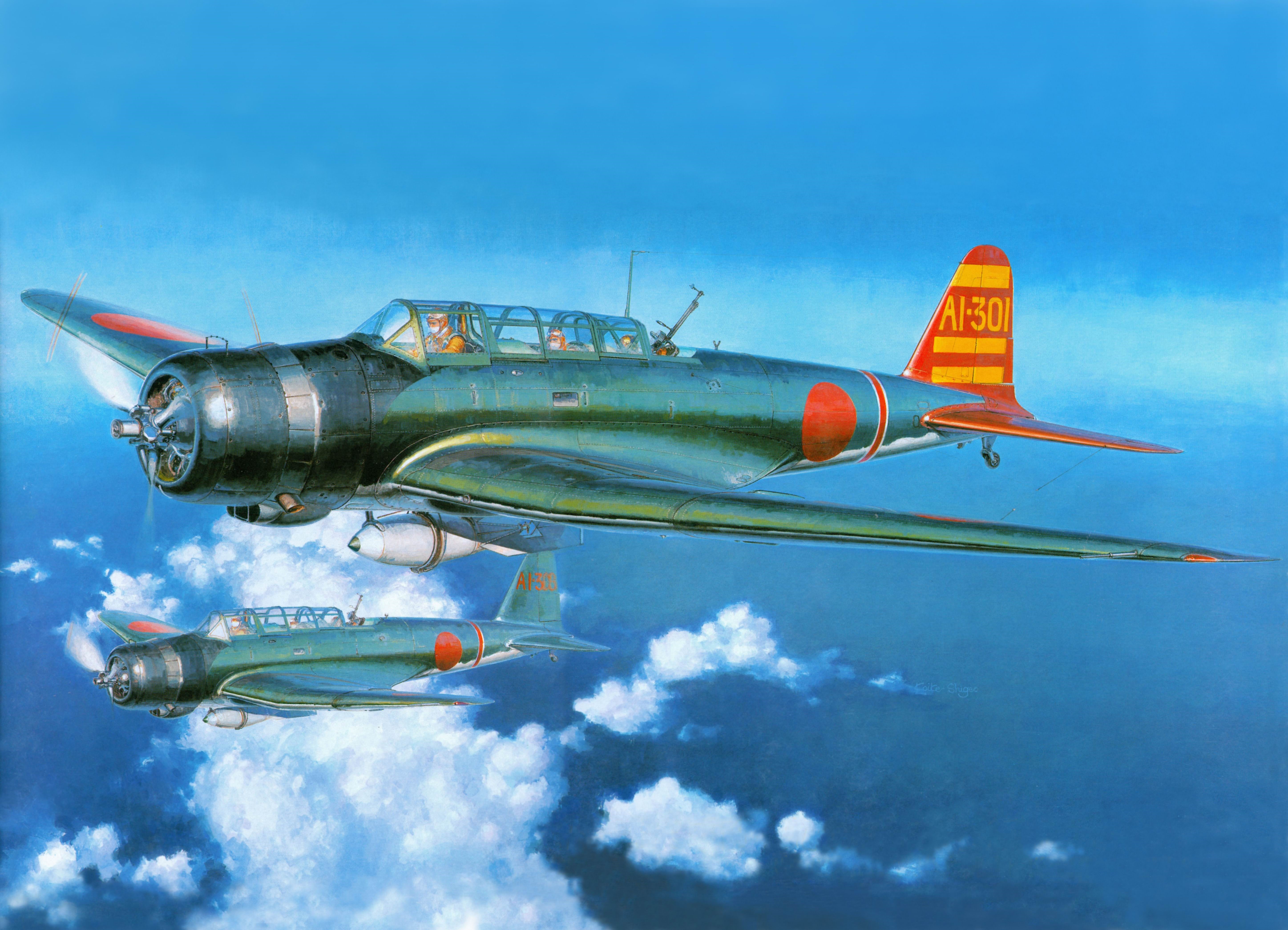 Two B5N2 airplanes flying in the sky HD Wallpaper