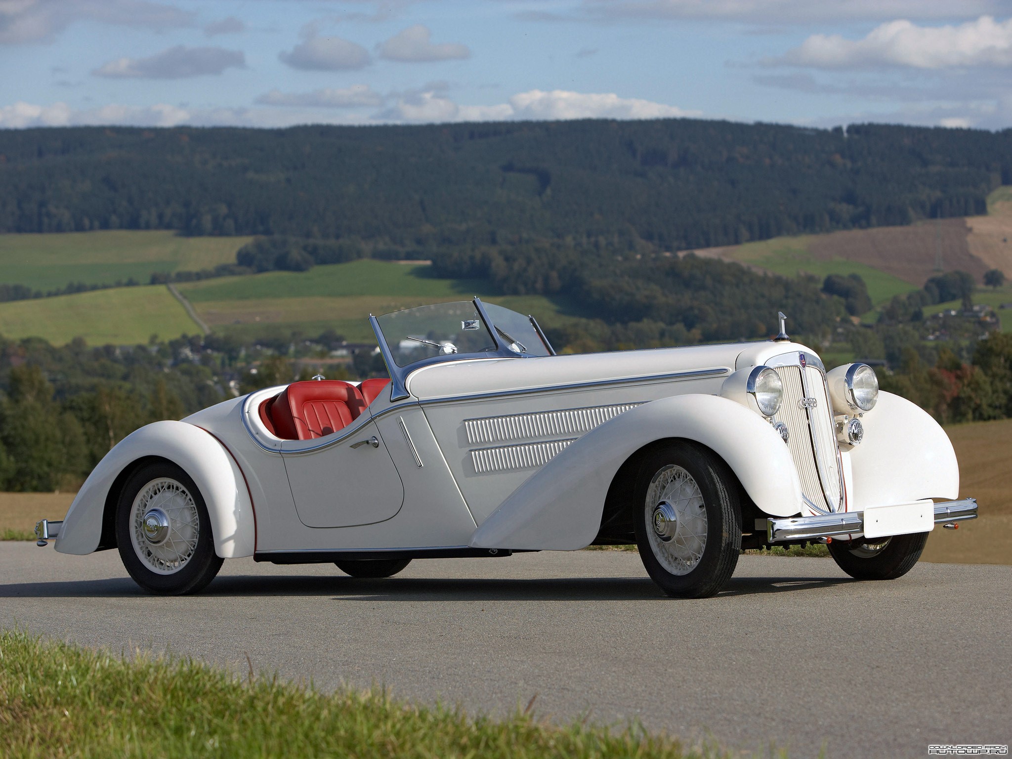 White 1935 Audi Typ UW 225 Front Roadster HD Wallpaper