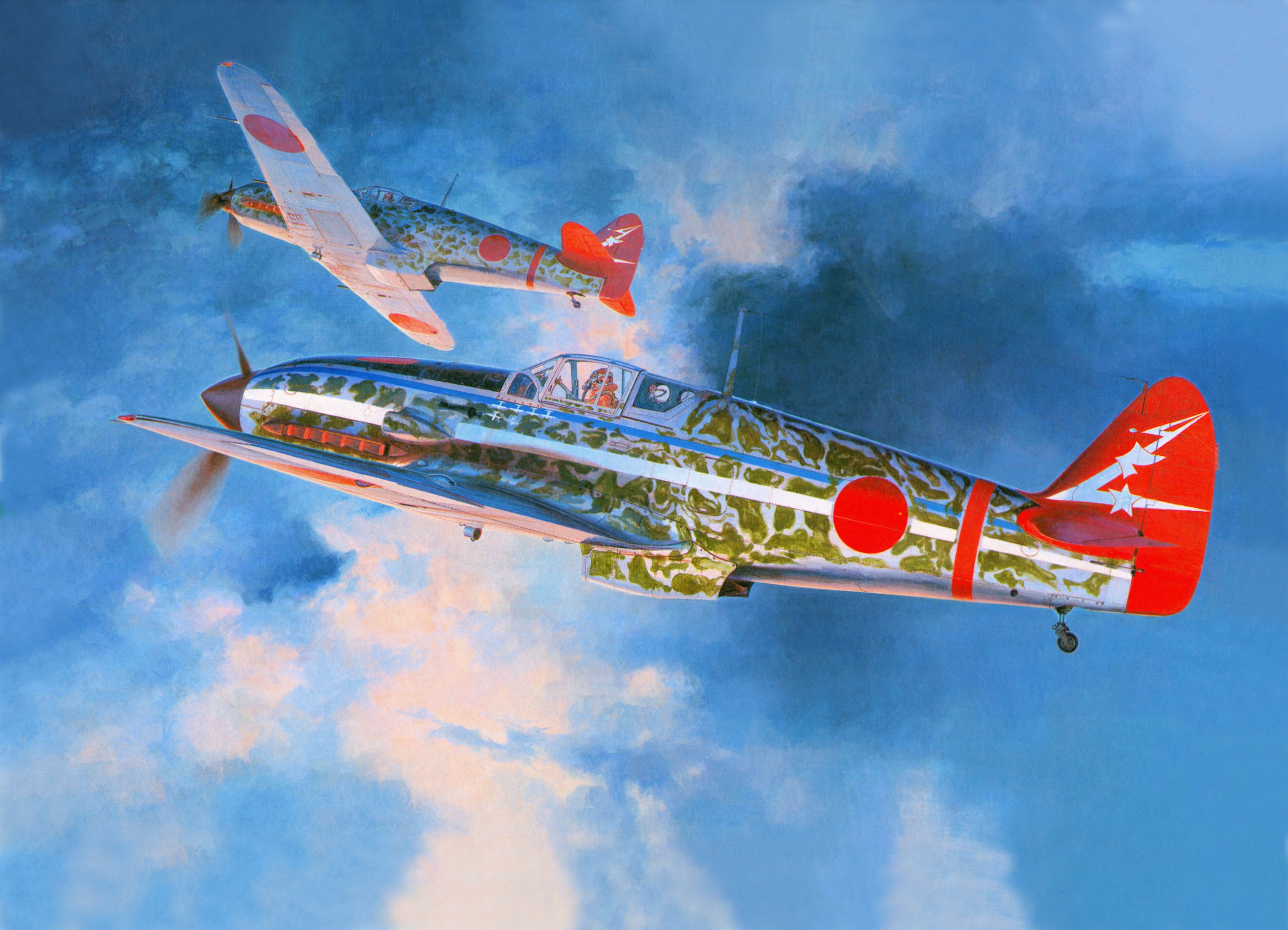 Two Japanese fighter planes in flight HD Wallpaper