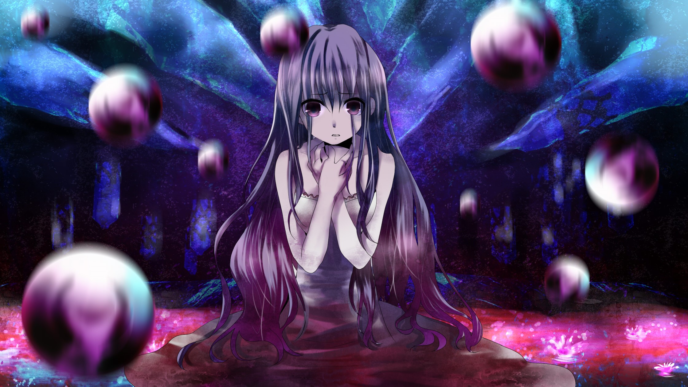 Miku Hatsune from Vocaloid in a surreal, dark fantasy setting HD Wallpaper