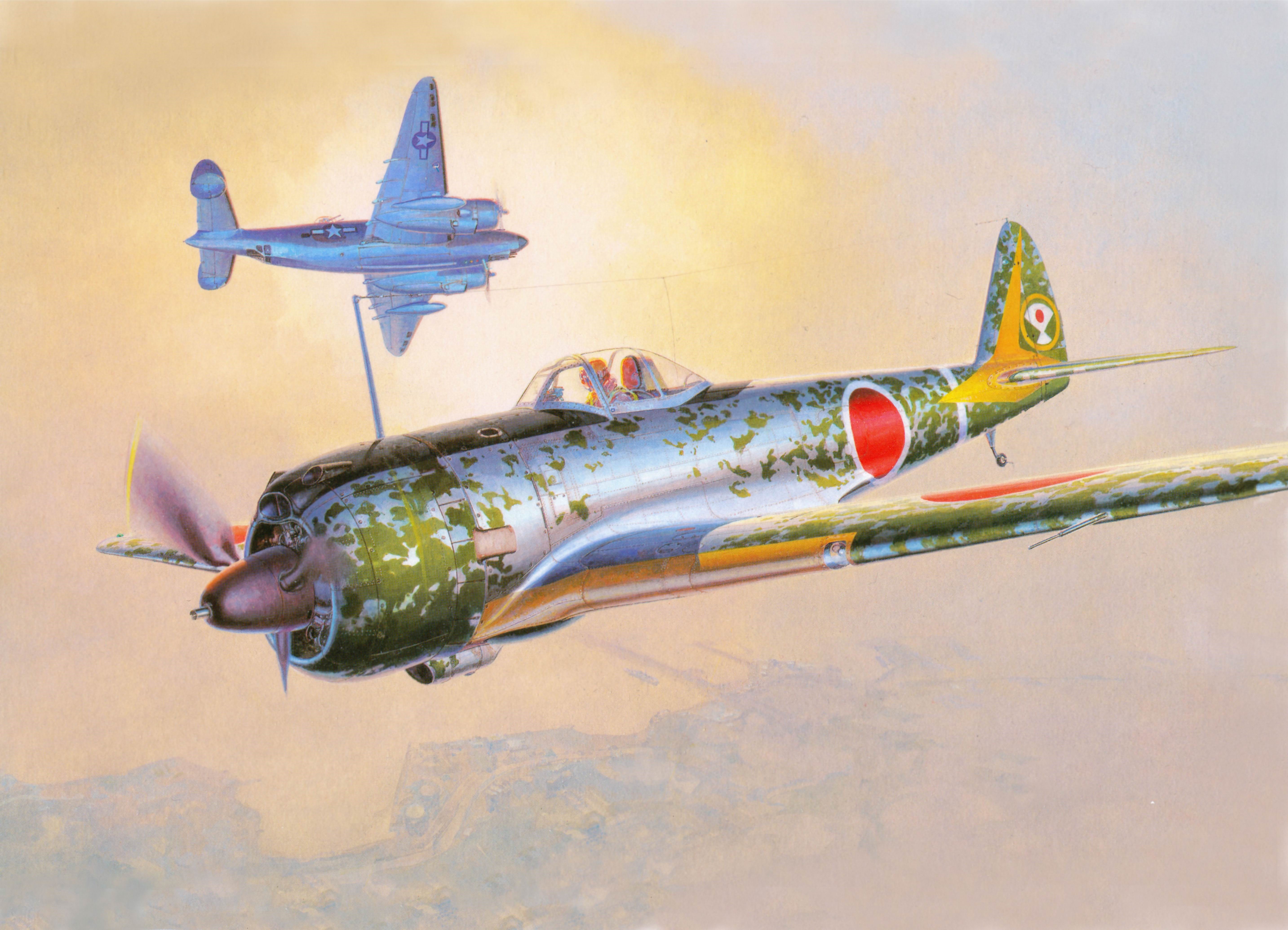 5K Ki-43 Airplane Painting Art HD Wallpaper