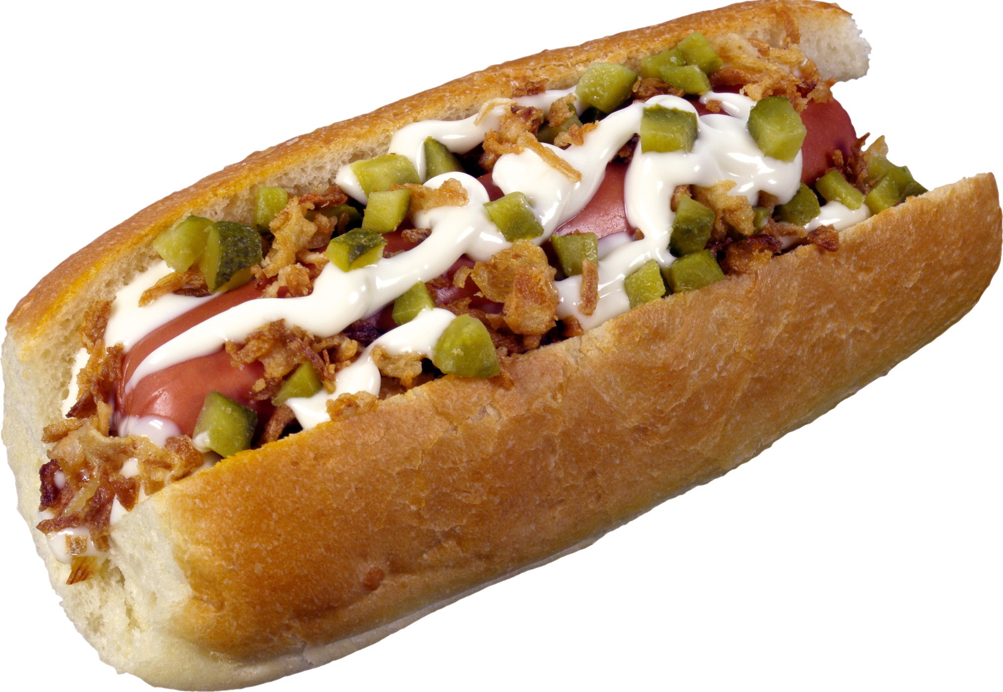 Hot dog with toppings HD Wallpaper