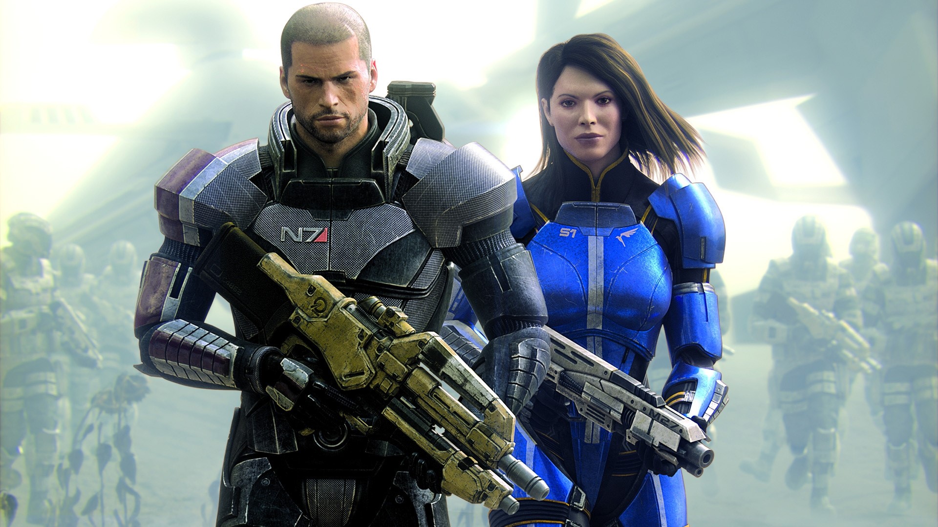 Commander Shepard and Liara T'Soni from Mass Effect HD Wallpaper