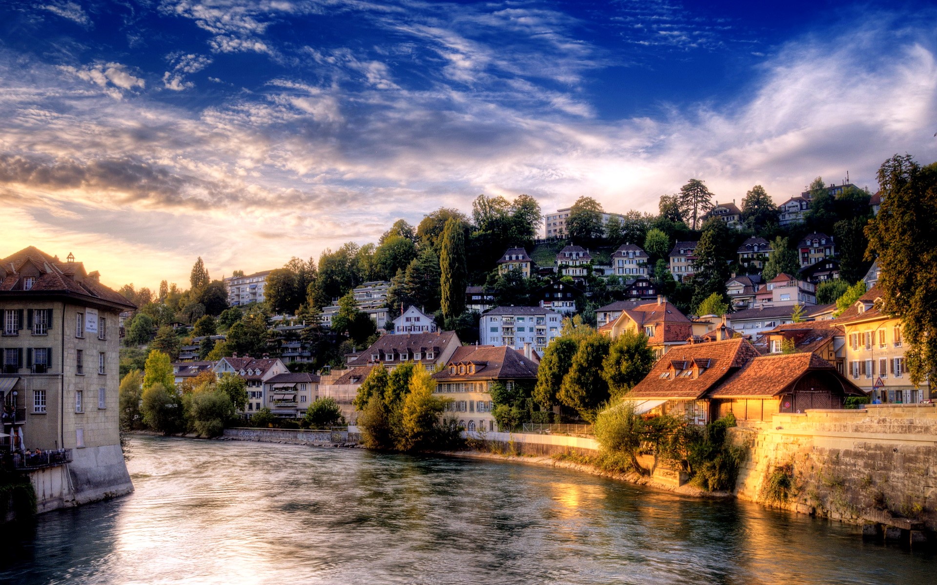 Bern, Switzerland cityscape with river HD Wallpaper