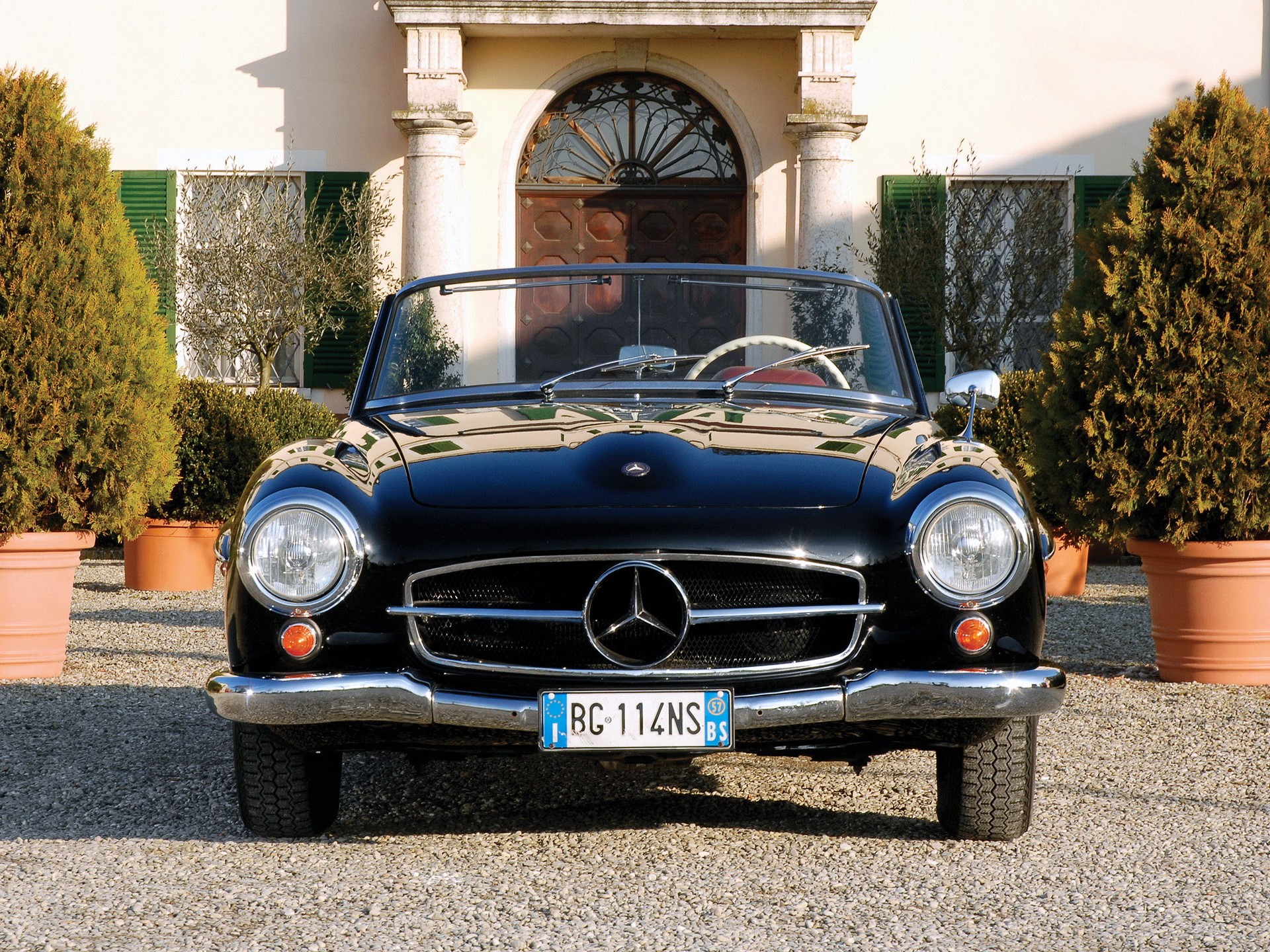Black Mercedes-Benz 190 SL Convertible HD Wallpaper