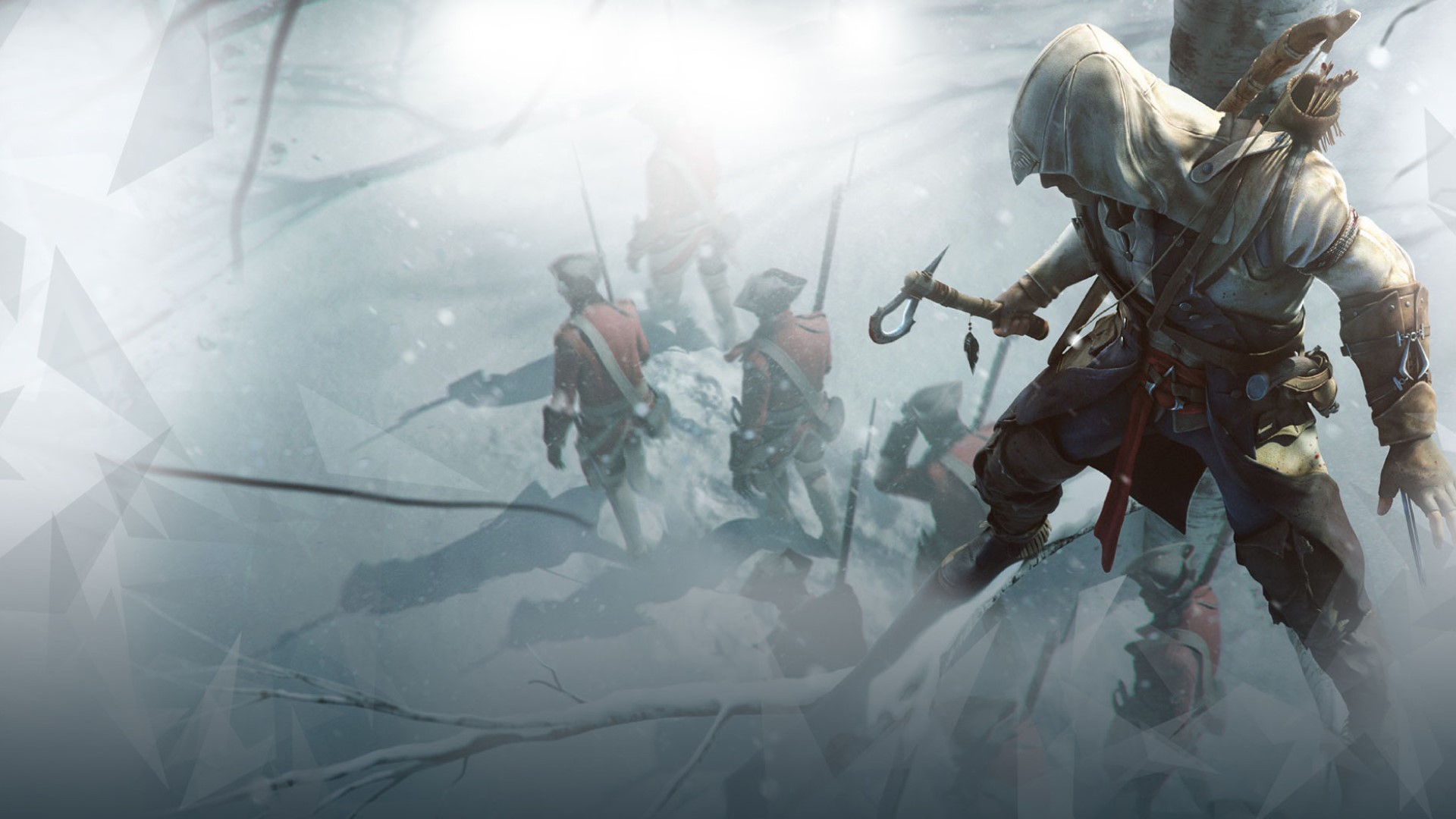 Connor from Assassin's Creed 3 in a snowy battle HD Wallpaper