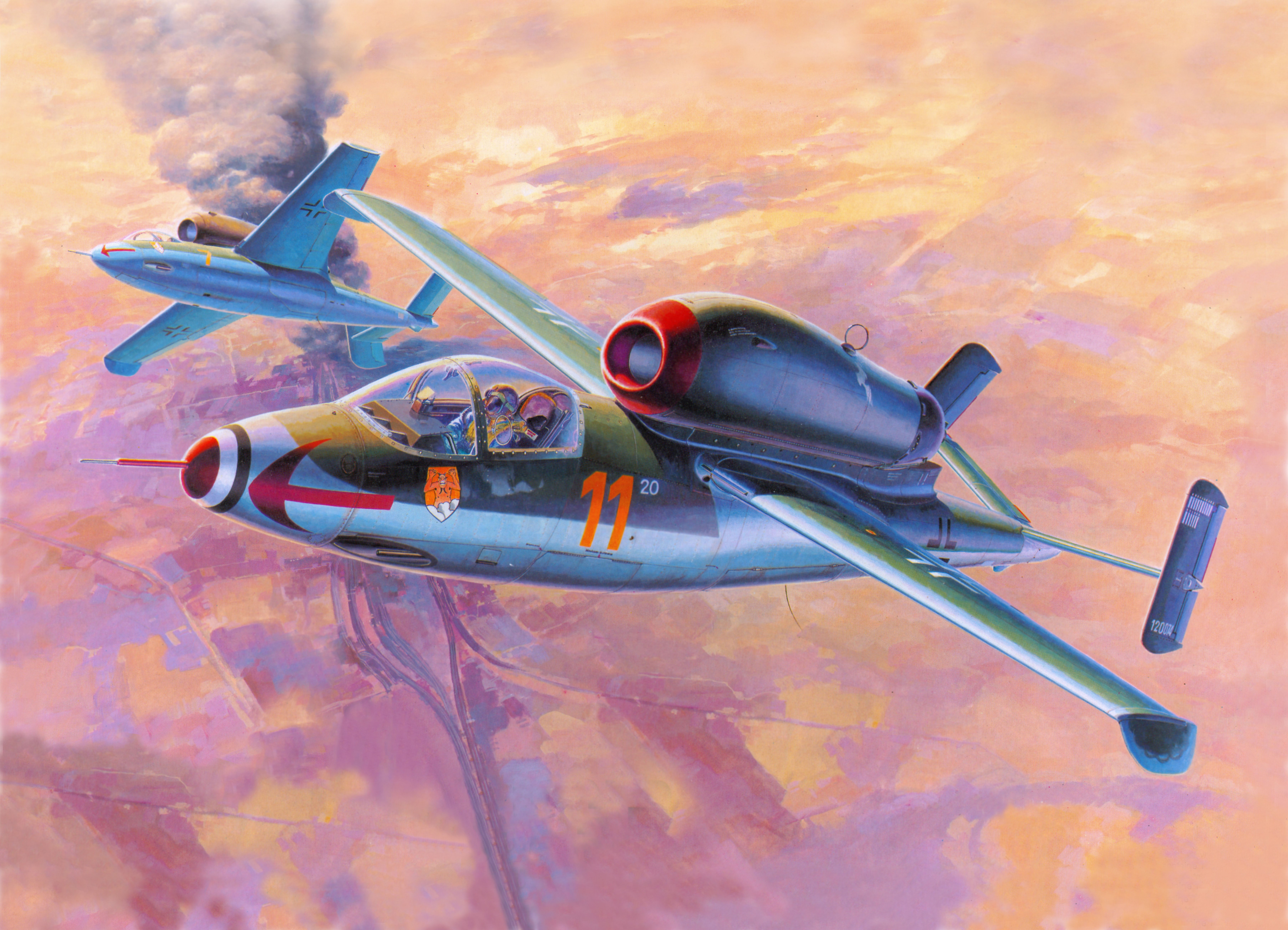 He-162A-2 Airplane Painting Art HD Wallpaper
